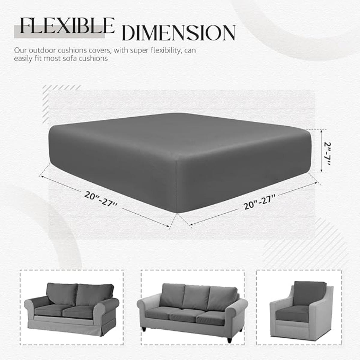 8Pcs Stretch Outdoor Cushions Covers Waterproof Patio Cushion Covers Replacement Couch Cushion Covers for Outdoor Patio Furniture Outdoor Chair Cushion Covers Soft Slipcovers