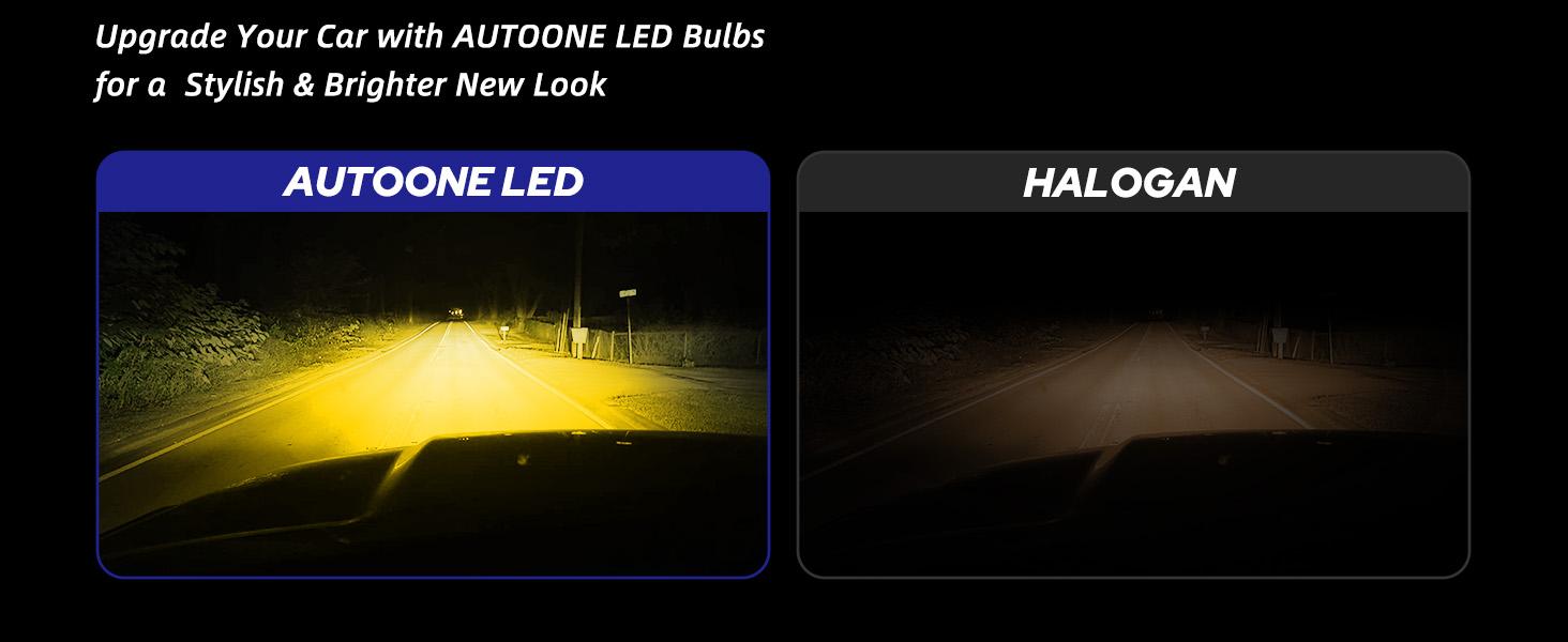 H8 H11 H16 LED Fog Light Bulbs or DRL, AUTOONE 3000K Amber Yellow Super Bright for Automotive Car Fog Lights Replacements, 50000 Hours Lifespan, Plug and Play, Pack of 2