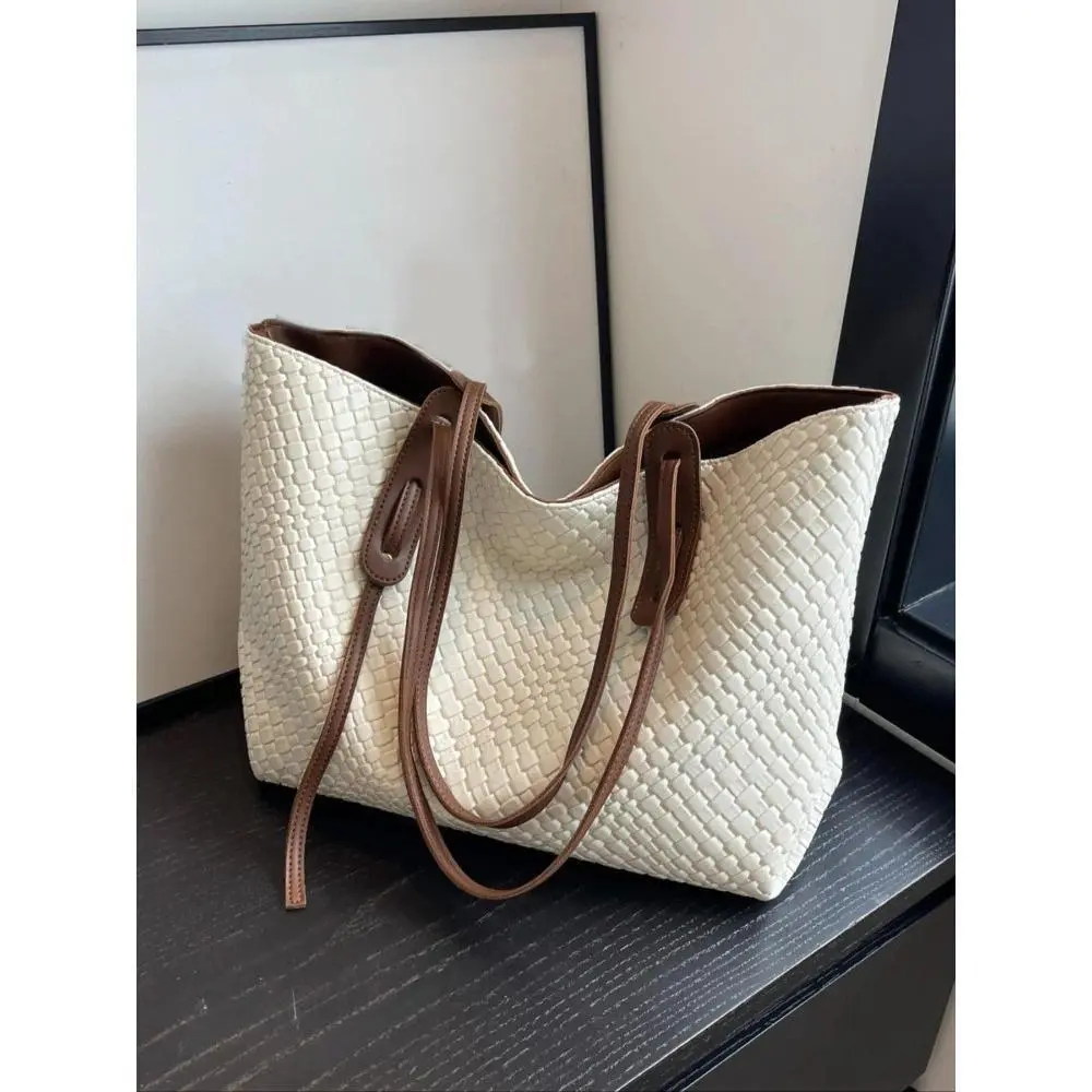 Women's Solid Color Minimalist Structured Tote Bag - Scuff-Resist, Lightweight, Durable, Smart Org., Large Capacity Commuter Handbag for Daily Use, Work, Sports