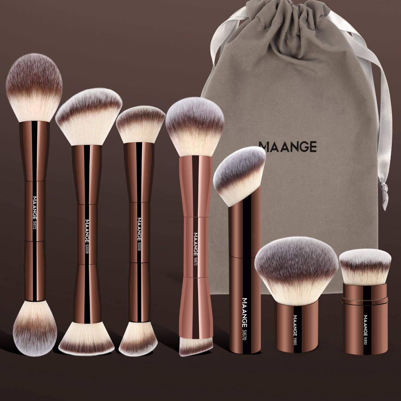 Maange 10-Piece Professional Face Makeup Brush Set with Storage Bag, Ideal for Home, Travel, and Outdoor Use, Essential Makeup Tools