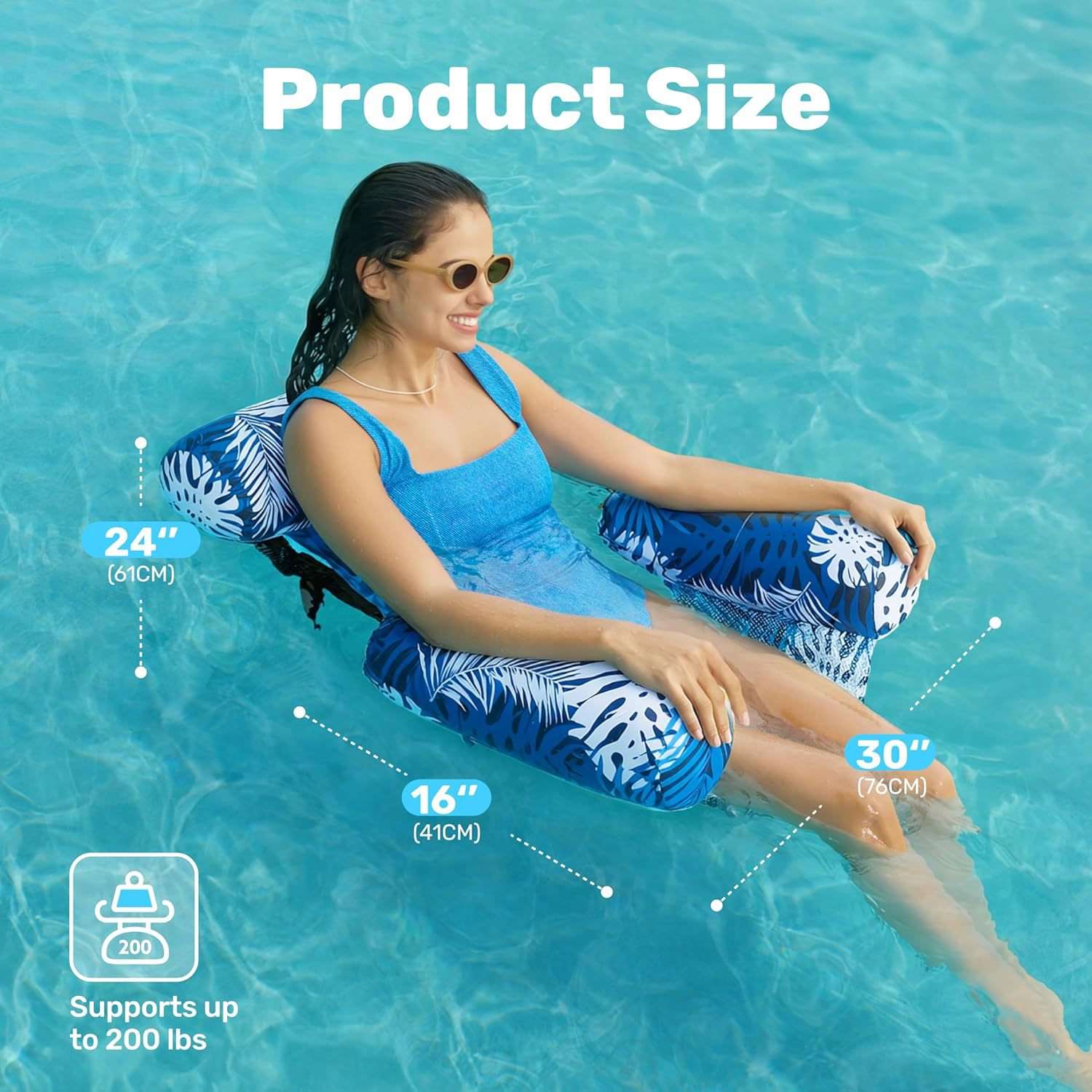 Vacation Ready Inflatable Pool Lounge, 1/2 Pack Leaf Design Adult Floating Chair, Portable Lightweight Float for Beach Pool Gathering