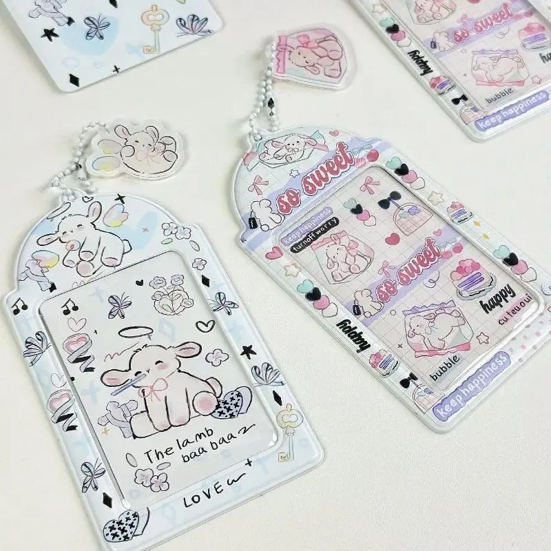 Cartoon Anime Kpop Idol Photocard Display Holder Cute Candy Color Sheep ID Bus Card Protector Kawaii Photo Card Film School
