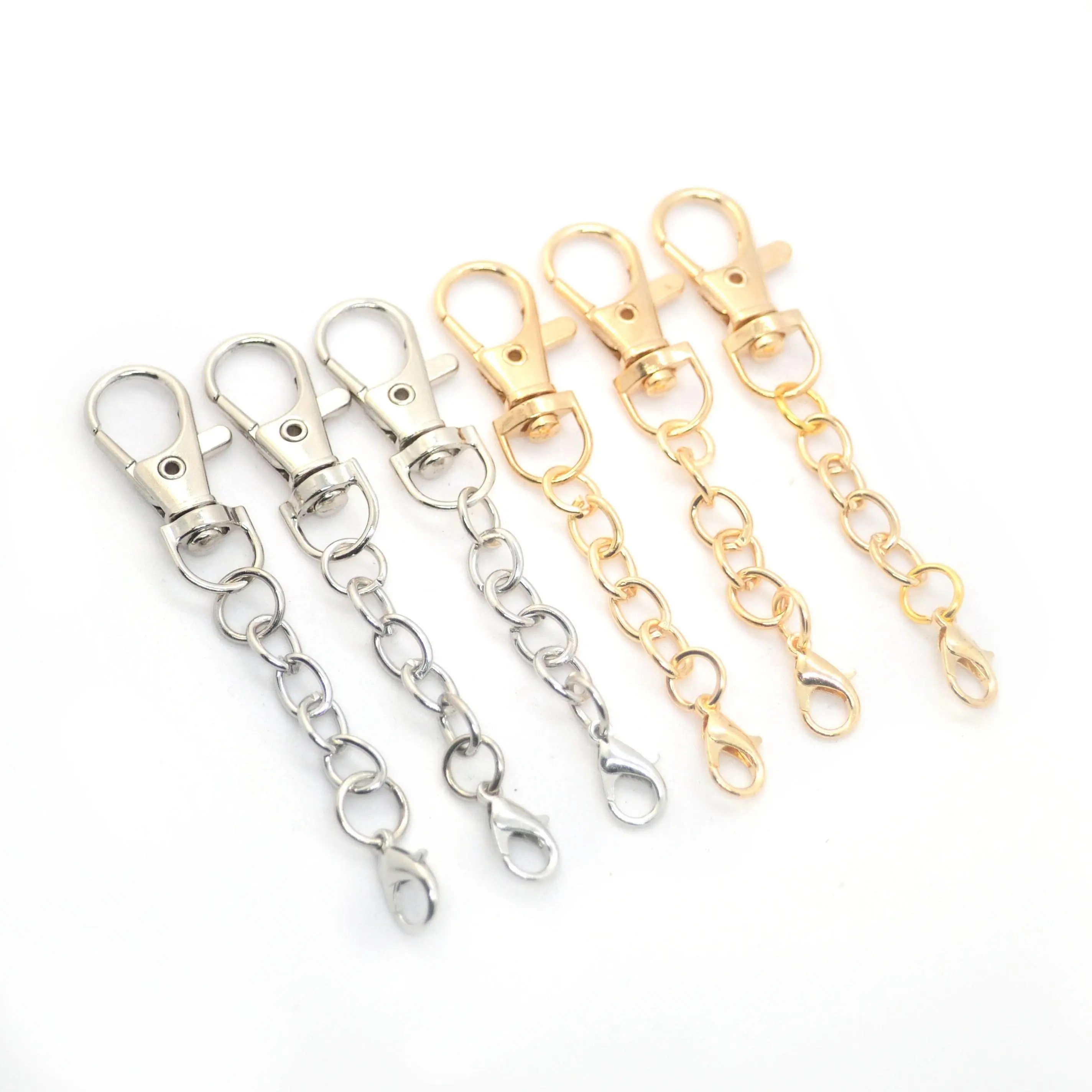 3/10pcs Golden-Silvery Rotatable Hooks with Chain & Little Lobster Clasps, Home Organizer Hooks for Case Bag Hanging Ornaments, Jewelry DIY Accessories