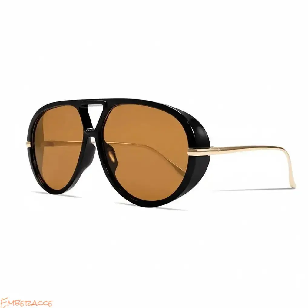 Vintage Aviator Sunglasses for Women Men, Oversized Gold Metal Frame with Black Lenses, Retro 70s Style Y2K Fashion Eyewear, UV400 Protection, Lightweight Outdoor Sunglasses for Summer Travel, Beach Driving and Daily Wear