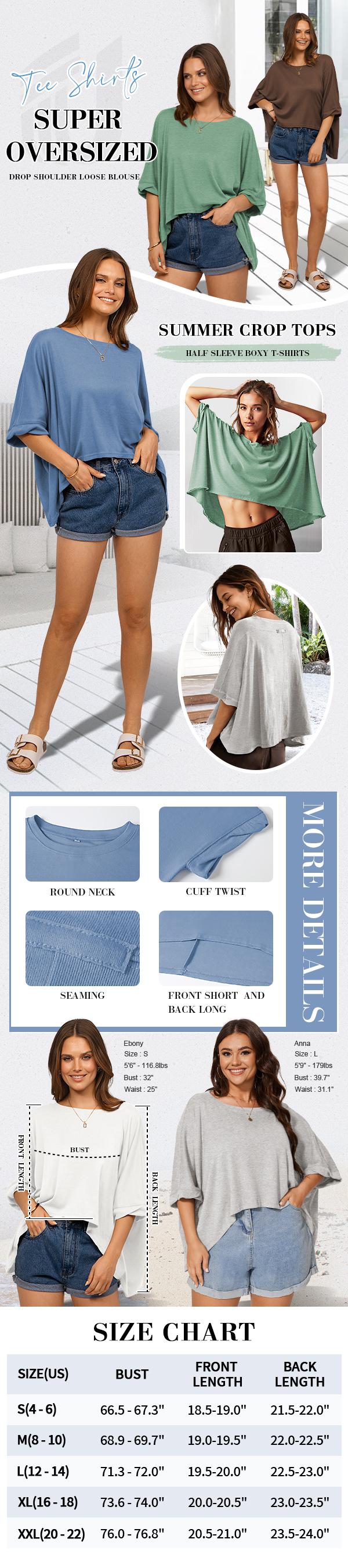 UEU Womens Summer Oversized Tops Casual Loose Crop Tee Shirt  Crewneck Basic T Shirts Boxy Trendy Outfits Blouse  women's shirts Chic Womenswear