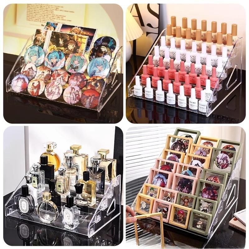 Clear Acrylic Display Stand Multi-Tier Step Riser Shelf for Collectibles, Anime Figures, Badges, Pops & Figurines – Versatile Organizer for Home, Retail & Live Stream Showcase, Dustproof Display Rack for Desk Storage & Collection Exhibition