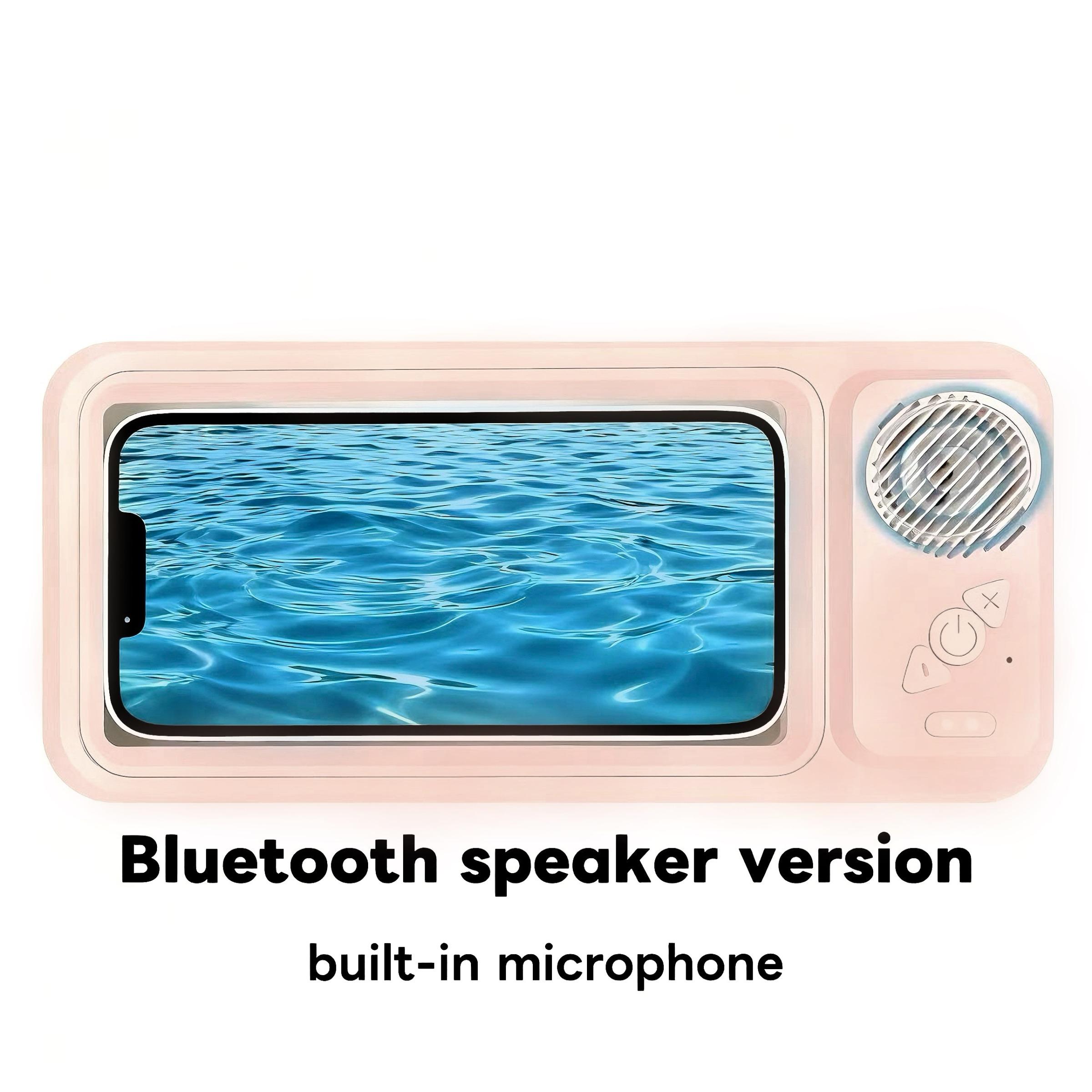 Waterproof box speaker, bathroom waterproof 360 ° rotating touch screen, Bluetooth speaker, watch movies, listen to music, phone holder Bluetooth speaker audio shower TV holder, Multifunctional Wireless Speaker, swimming pool, kitchen, bathroom, sink