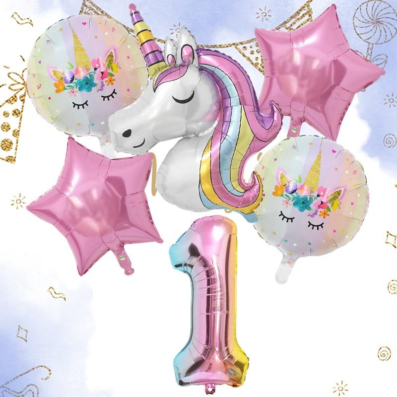 Unicorn Number Star Foil Balloons, Multi-Shape Mixed Colors, Perfect for Weddings, Anniversaries, Festivals, Parties, Events