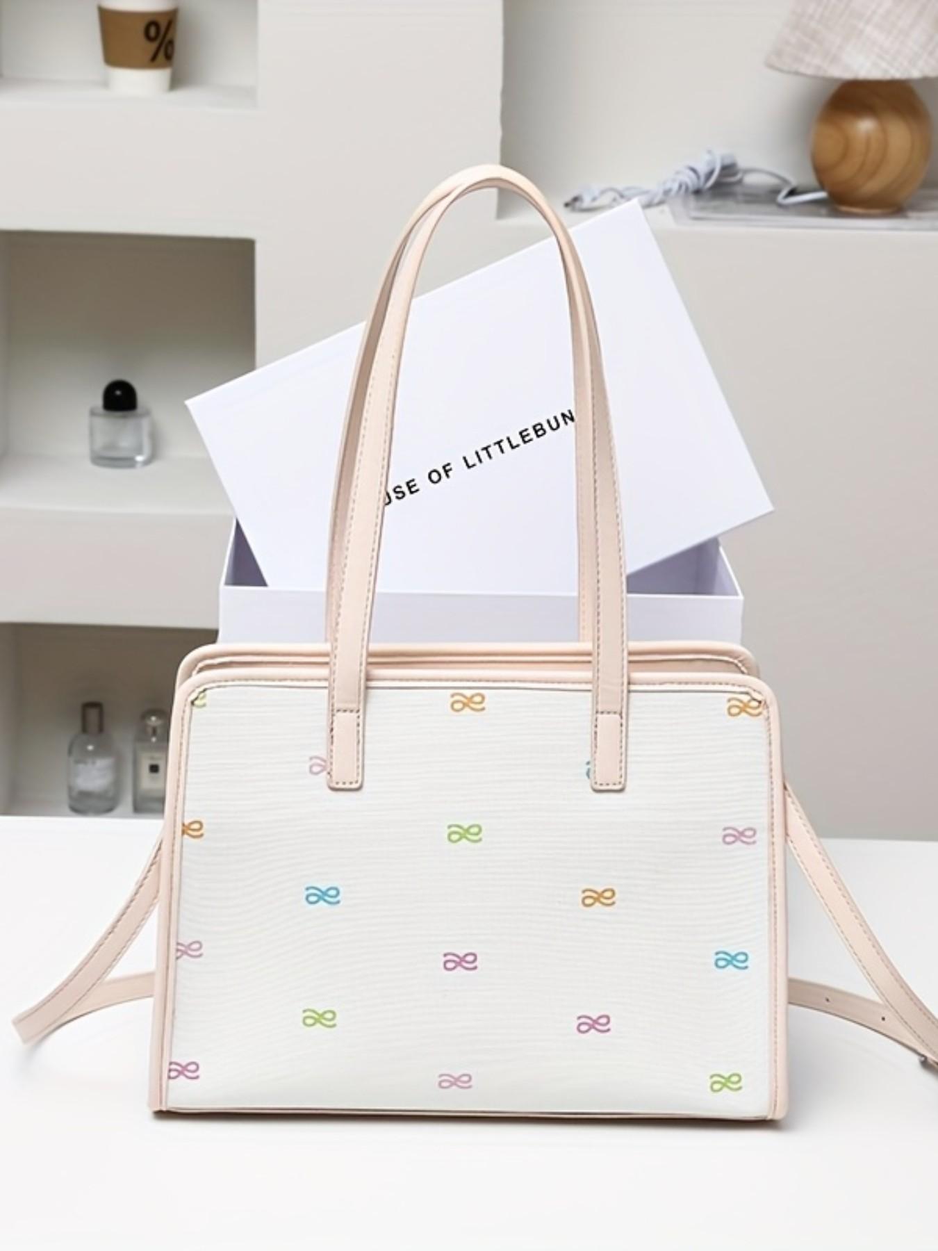 Elegant Printed Tote Bag for Modern Career Women, House of Littlebunny Urban Commute, Subtle Color Accents, Stylish Handbag