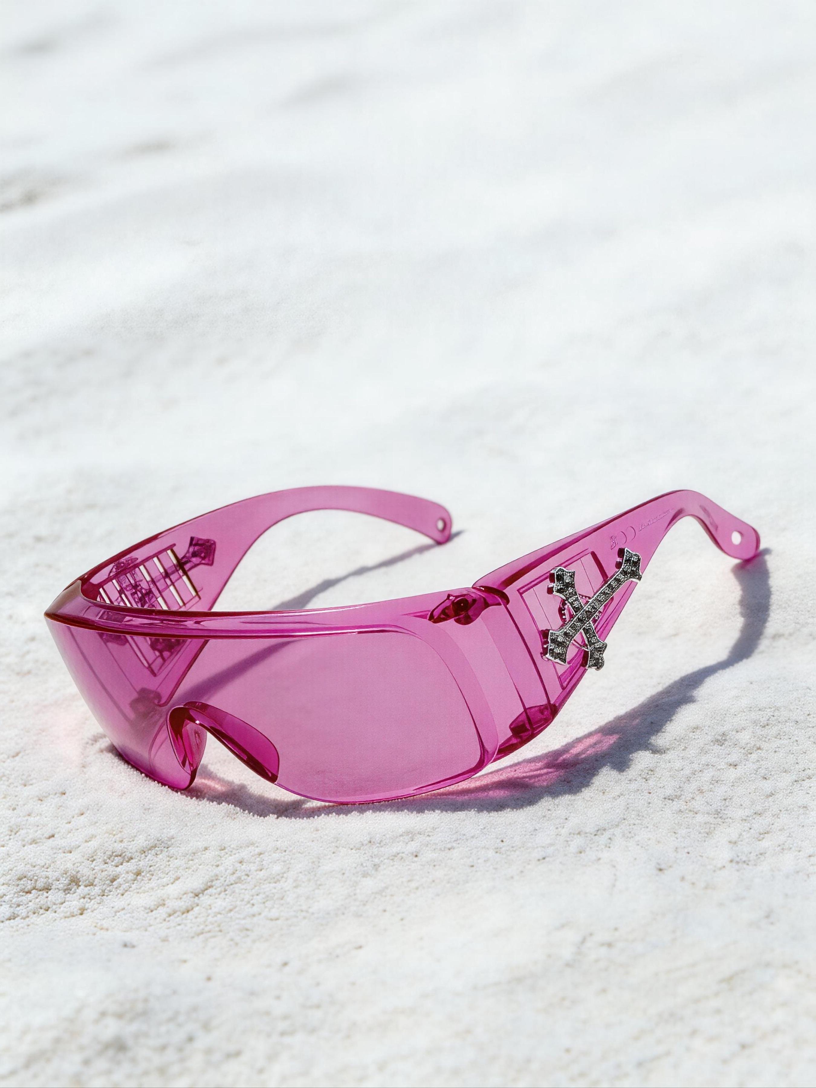 Men's Fashion Glasses with Rhinestone Cross Decoration, PC Lenses, UV Protection, Cat Eye Frame, Party Style, Includes Strap and Cloth, Trendy Sunglasses, Stylish Sunglasses, Fashionable Sunglasses