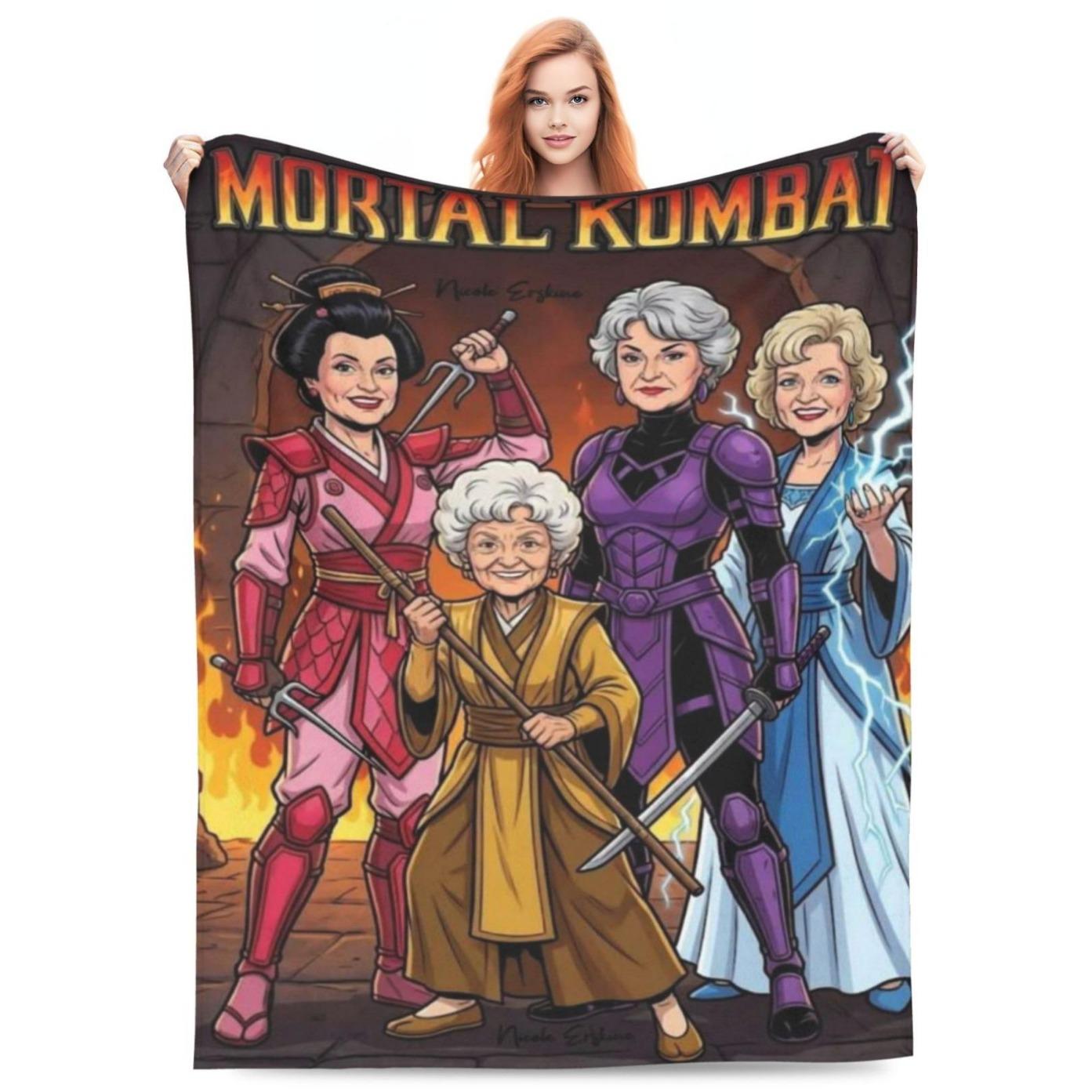 Golden Girls Cartoon Flannel Throw Blanket Soft Lightweight Cozy All Season Blanket For Sofa Bed Office Travel Classic TV Show Fan Bedroom Decor Holiday Birthday Women Best Friend Gift Blanket