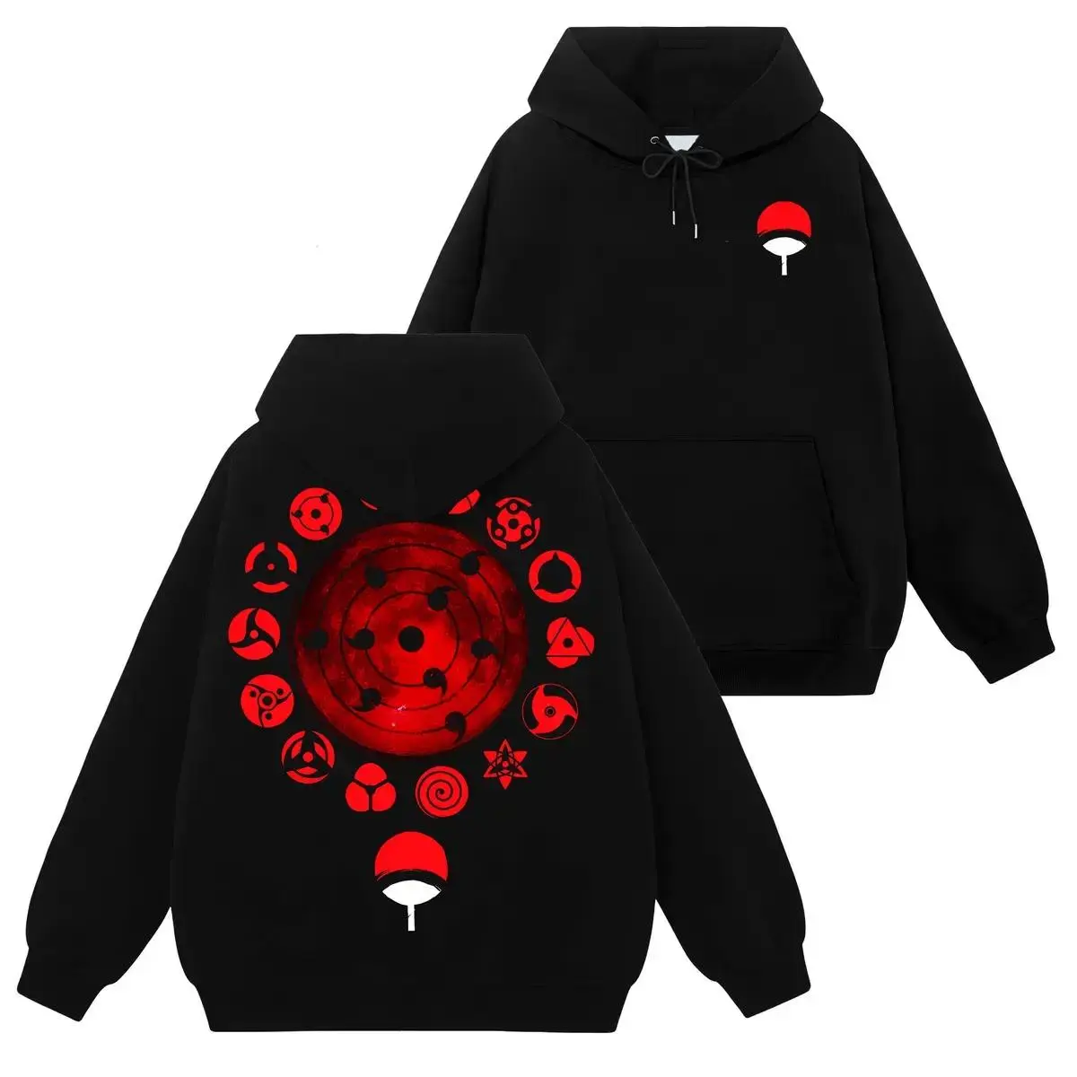 Limited Uchiha Clan Logo - Naruto Shippuden Hoodie T-Shirt Sweatshirt, Retro Vintage Unisex Graphic 90s Cotton, Gift For Wibu, Anime Manga Y2K Streetwear