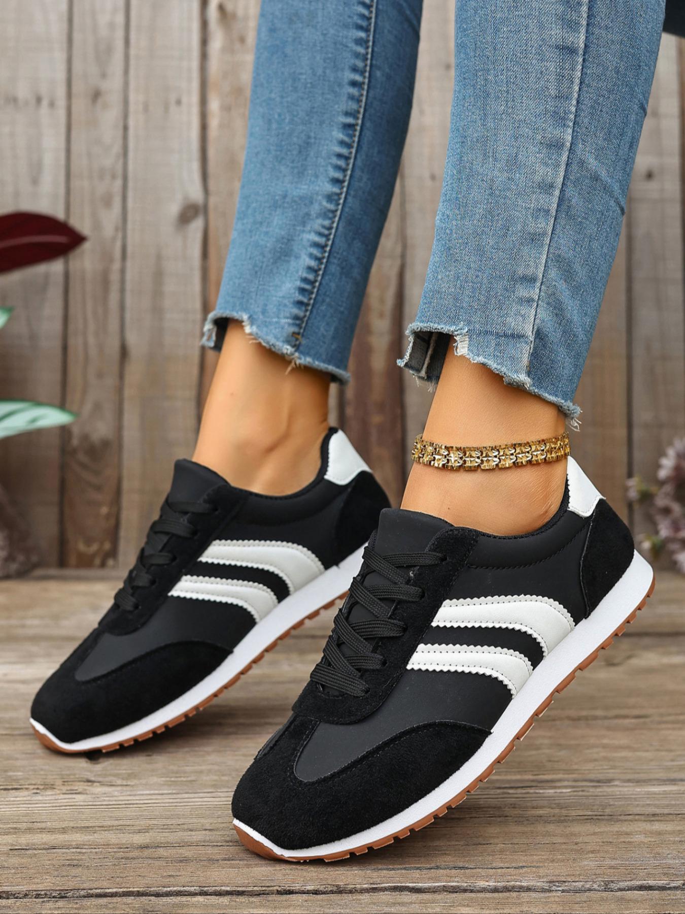 Women's Sporty Lace-Up Running Shoes, Casual Breathable Comfort Sneakers, Workout Sneakers, Round Toe Daily Wear Athletic Footwear for Women