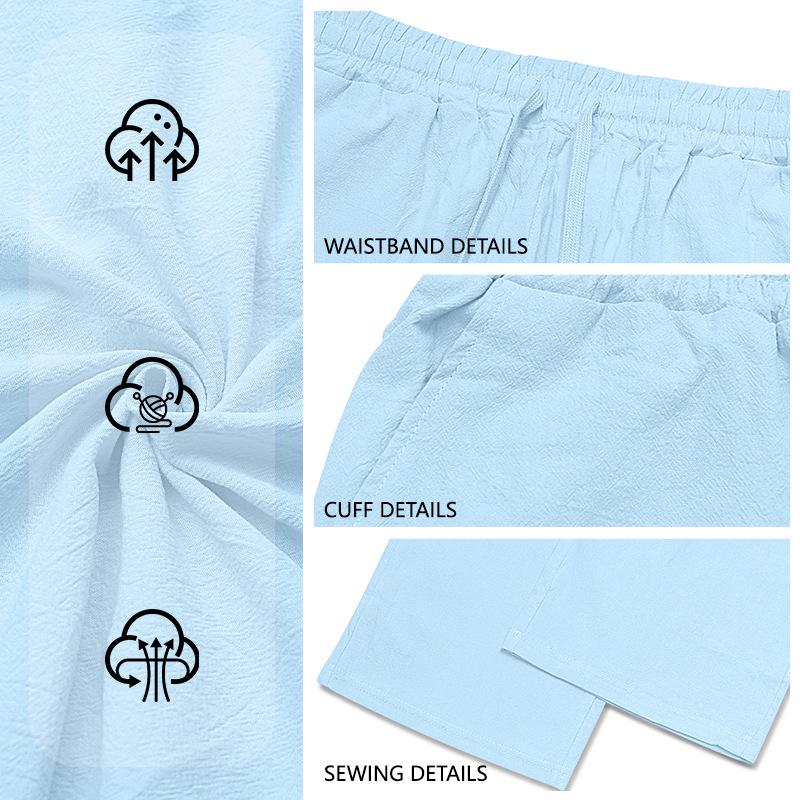 Western-Style Men's Cotton-Linen Casual Trousers - Straight-Leg, Plus-Size, Loose-Fit, Breathable Summer Linen Beach Pants