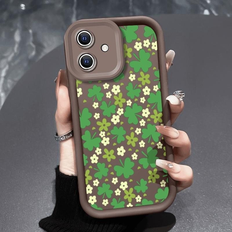 Clover Joy Pattern iPhone Case, Compatible with iPhone 17 Pro Max/16e/15plus/14pro/13pro/air, Anti-Slip Full Coverage Soft Tpu Protector