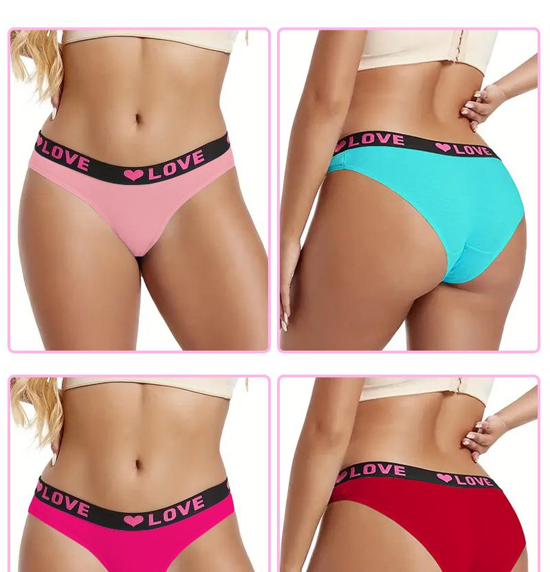 12 Pack High Rise Comfortable Casual Panties Set - Women's Plain Letter Tape Panties for Everyday Wear - Soft, Breathable, and Relaxing