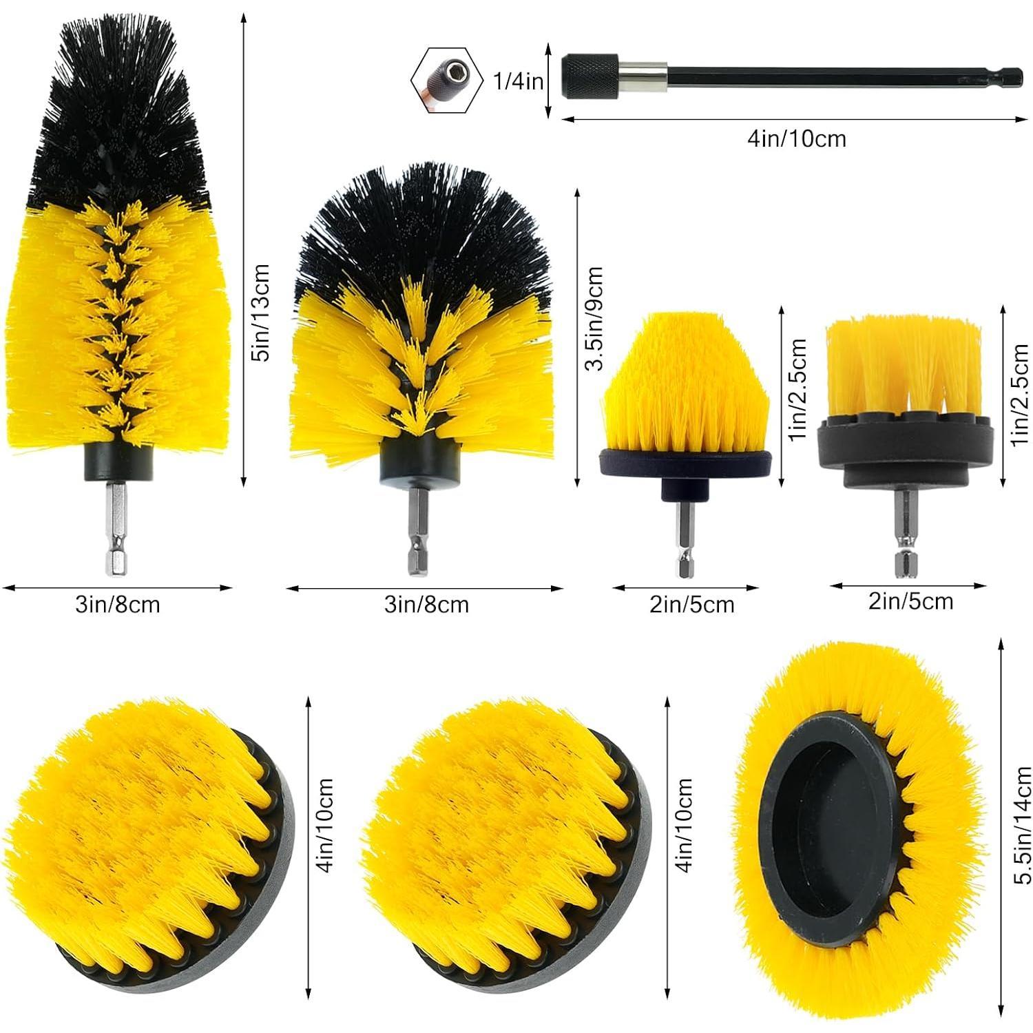 8 count Drill Brush Attachment Set - Power Scrub Brush Kit | Brush Drill with Extend Long Attachmen -  Purpose Household Cleaning Brushes for , Grout, Floor, Tub, Bathroom
