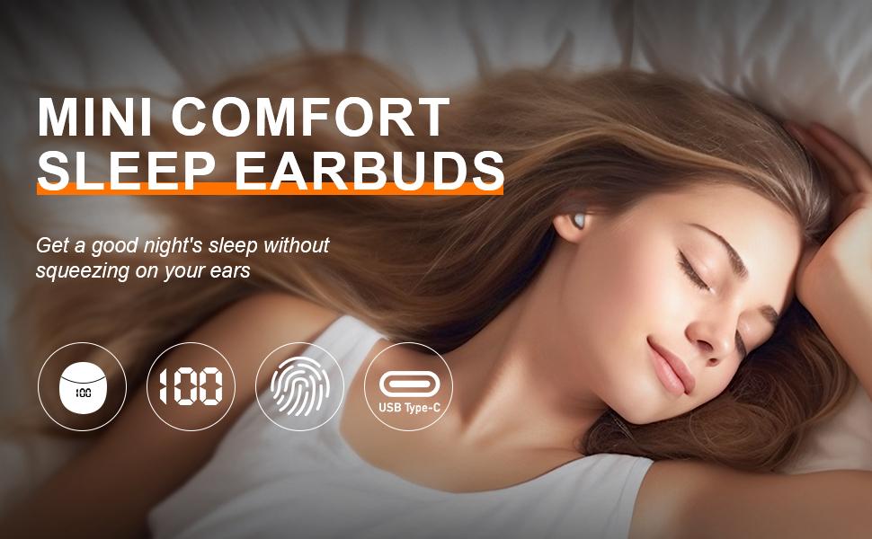 MSHUKCOE Sleep Earbuds for Side Sleepers, Bluetooth Wireless Soft Earbuds for Sleeping, Sleep Earphones Ear Buds Noise Cancelling, Headphones for Sleeping on Side, Tiny Invisble Earbud Small Ears Canal Work