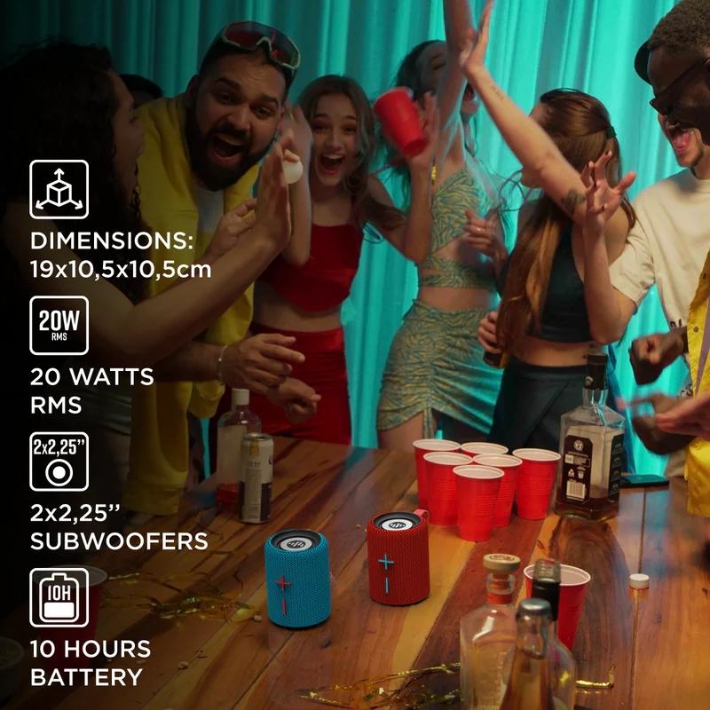 Stromberg TWIN Portable Bluetooth Speaker with Magnetic 2-in-1 Design IPX4 Water Resistant 10H Playtime TWS Pairing BT5.3 FM Radio for Home Party Outdoor Beach Audio Stereo 20W Subwoofer Dophin Audio