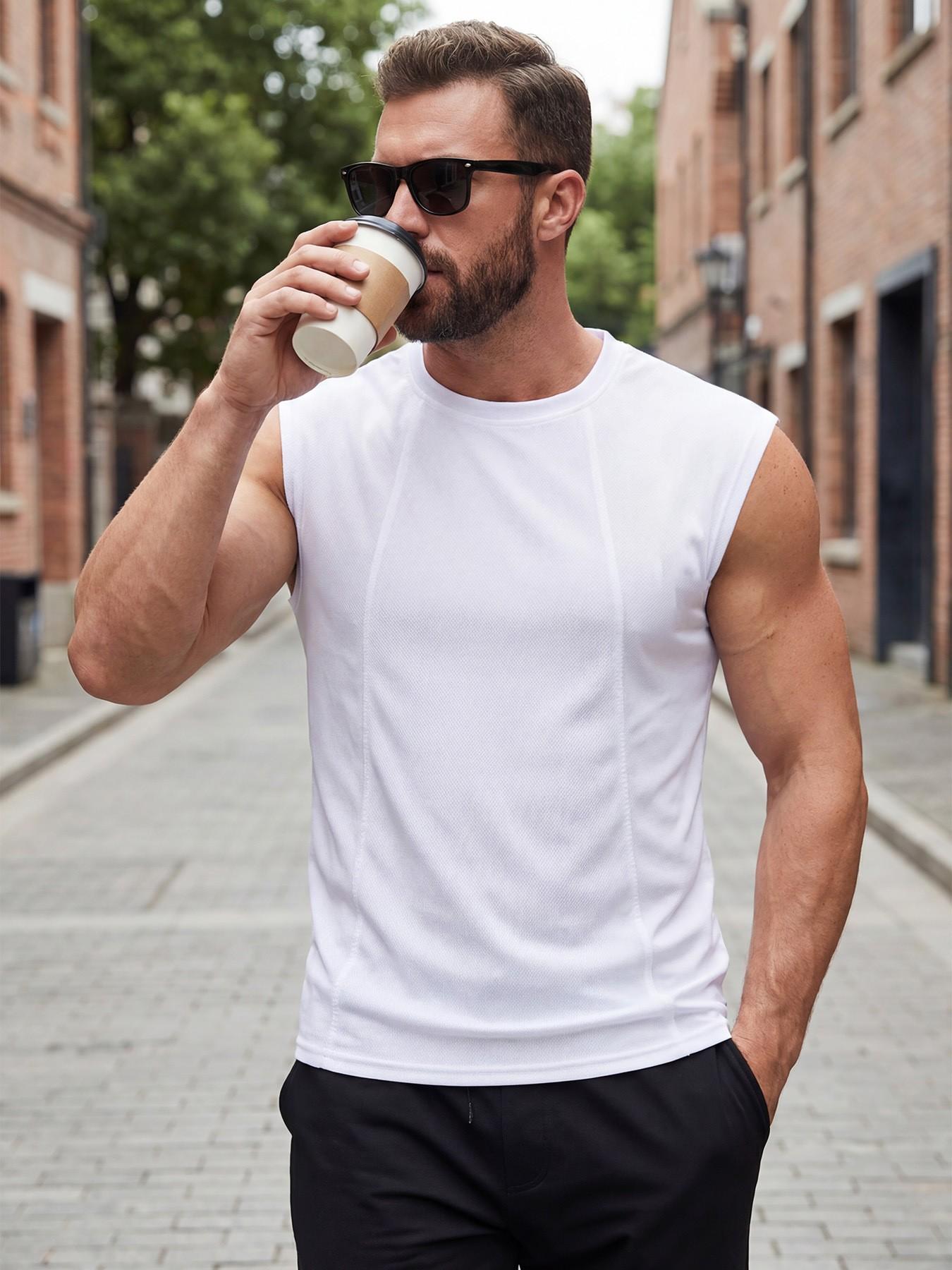 Men's Sleeveless Fitness Tank Top, Quick-Dry Mesh Breathable Sports Shirt, Ideal for Workouts, Comfortable and Lightweight Design