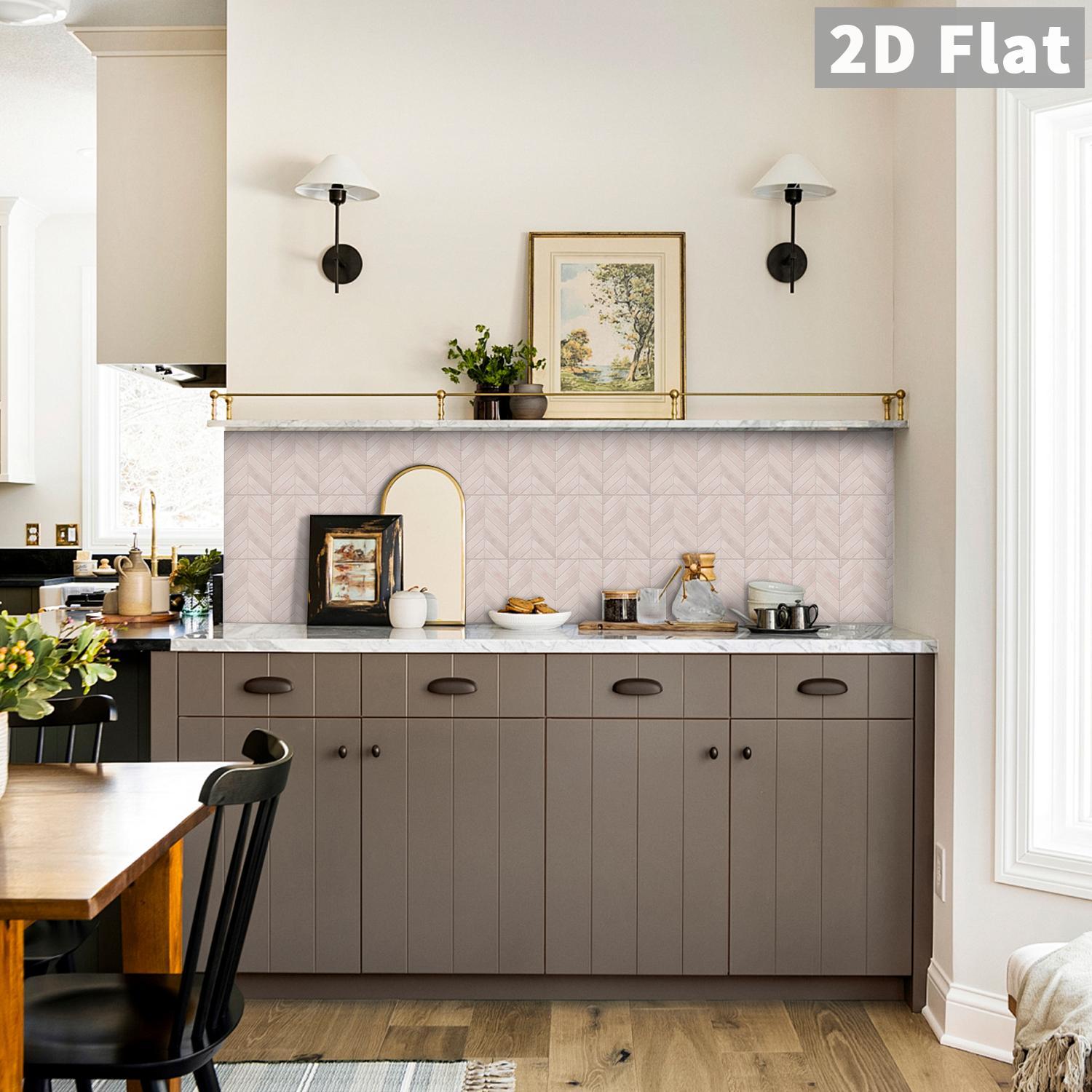 10 PCS/Box GST PE Crystal Foam Tile Stickers Light Pink Herringbone Waterproof Oil-Proof Anti-Collision Home Decor for Kitchen Bathroom Ceiling Tiles Old Wooden Boards