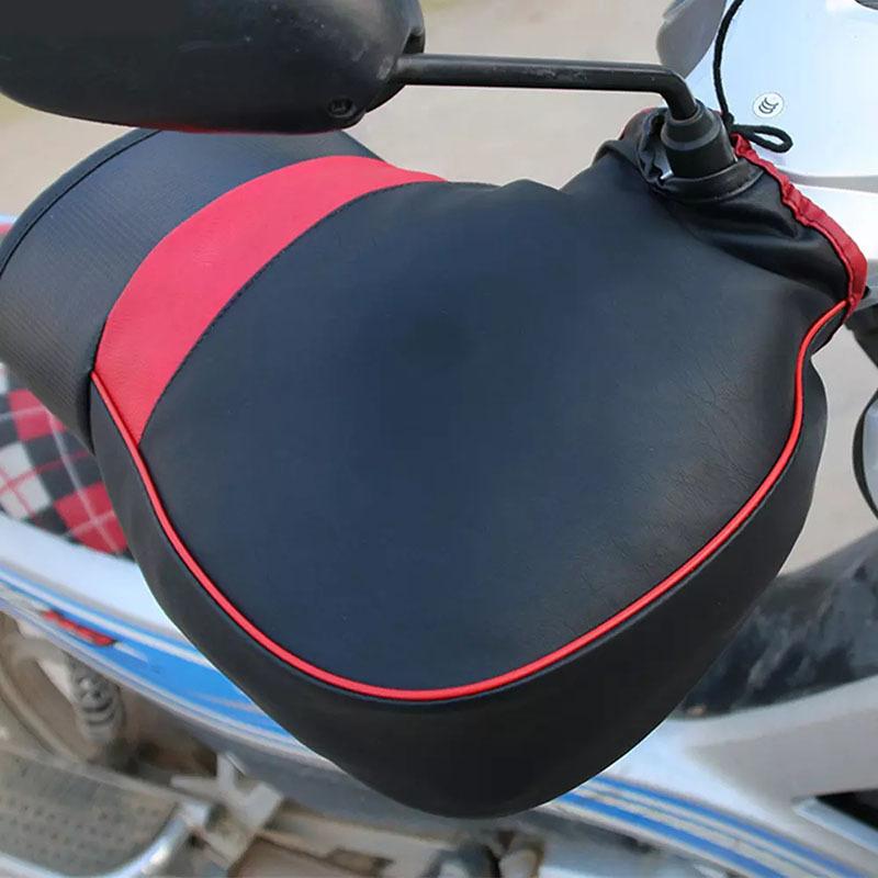 Winter Motorcycle Handlebar Covers, Electric Bike Windproof Gloves, Fleece Lined Thick Reflective Strips, Cross-Border