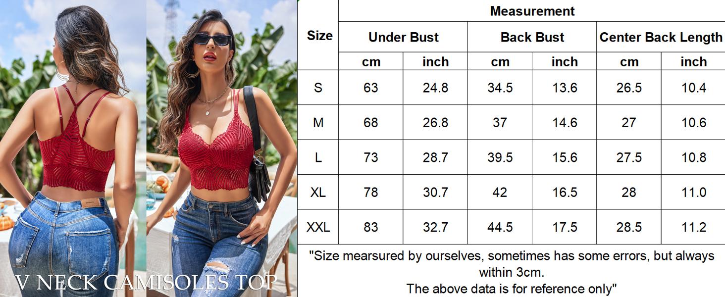 Avidlove Lace Bralette for Women V Neck Camisoles Racerback Adjustable Strap Crop Top