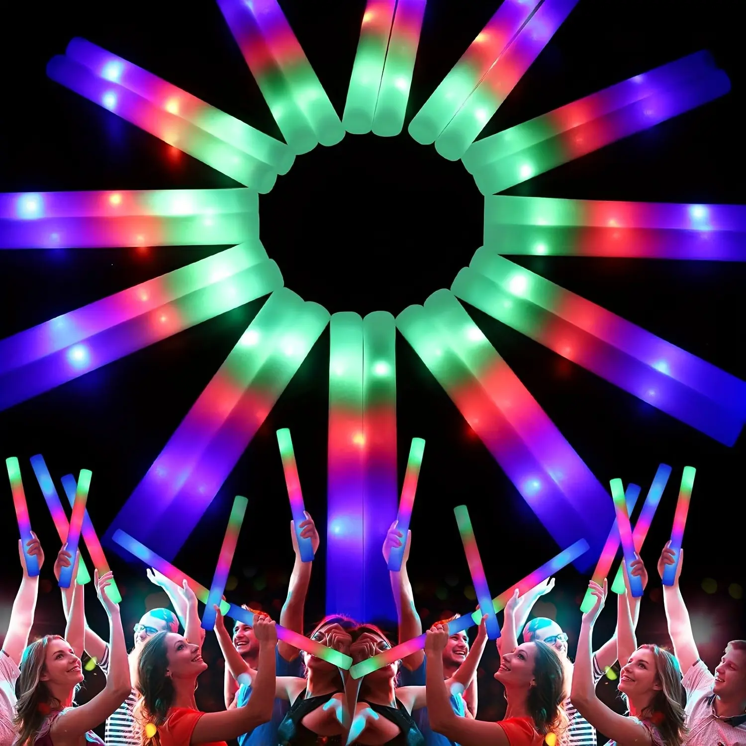 20 Pack Glow Sticks, 3 Modes Flashing, Multi-Color LED Light Sticks for Halloween, Wedding, Concert, Carnival, Christmas, Emergency Fluorescent Sticks