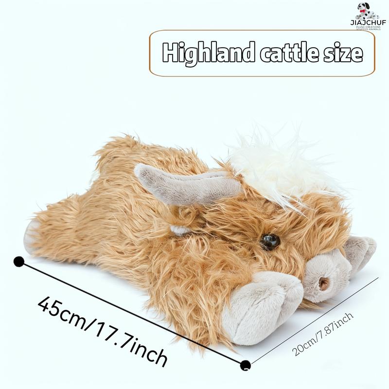 Highland Cow Plush Toy, Weightless Highland Cow Stuffed Animal, Cute Cow Design, Soft Stuffed, Comfortable Teddy Bear for Kids and Adults, Surprise Gift for Grandchildren