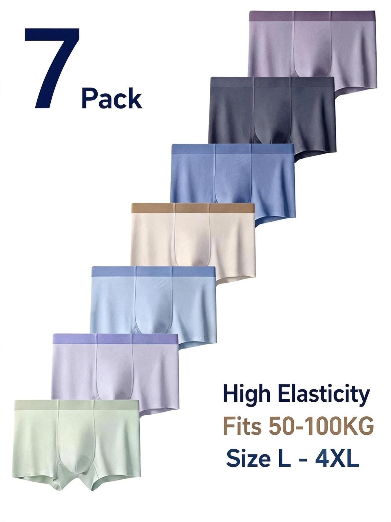 Men's Modal Underwear Minimalist Seamless Solid Thin Japanese Basic Silky Style Business Luxury Casual High Stretch No Chafing Breathable Antibacterial Quick-Drying Skin-Friendly No Ride-Up No Stuffiness for Big Guys Office Workers Gym 3/5/7 Packs