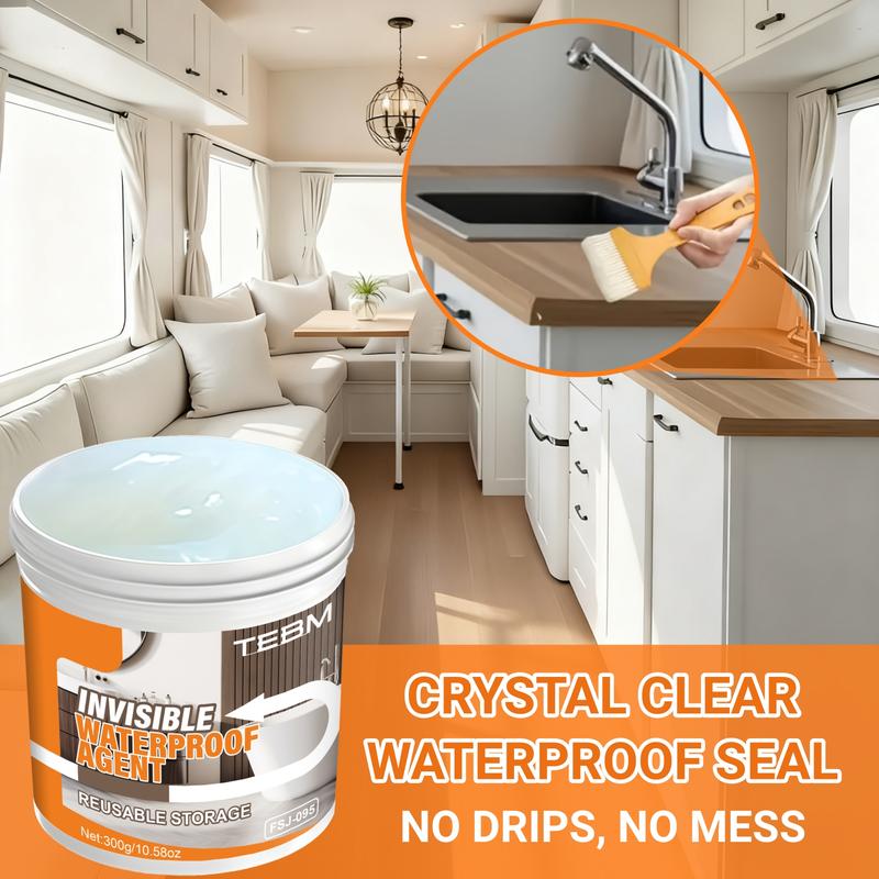 Transparent Waterproof Sealing Glue, Multi-Functional RV Roof Coating, Fast-Drying Flexible Breathable Sealant, for RV Roofs Windows Walls Tiles, Adhesive