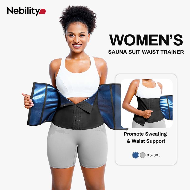 Nebility Womens Waist Trainer Corset with Zipper Sweat Waist Trimmer for Women Workout Belt Corset Shapewear Basic Compression Womenswear
