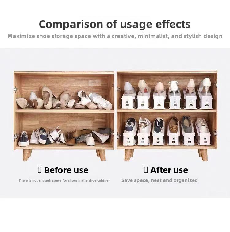 Double-layer shoe rack adjustable Double Tiers shoe storage artifact Organiser household space-saving shoe cabinet layered partition sorting shoe rack