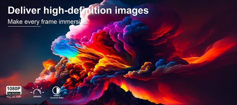 XBJ Portable Projector 2.4/5G WiFi Smart Projector, 270° 1280*720P LED, BT 5.2, 130 inch screen, built-in speaker, home video projector Android 11