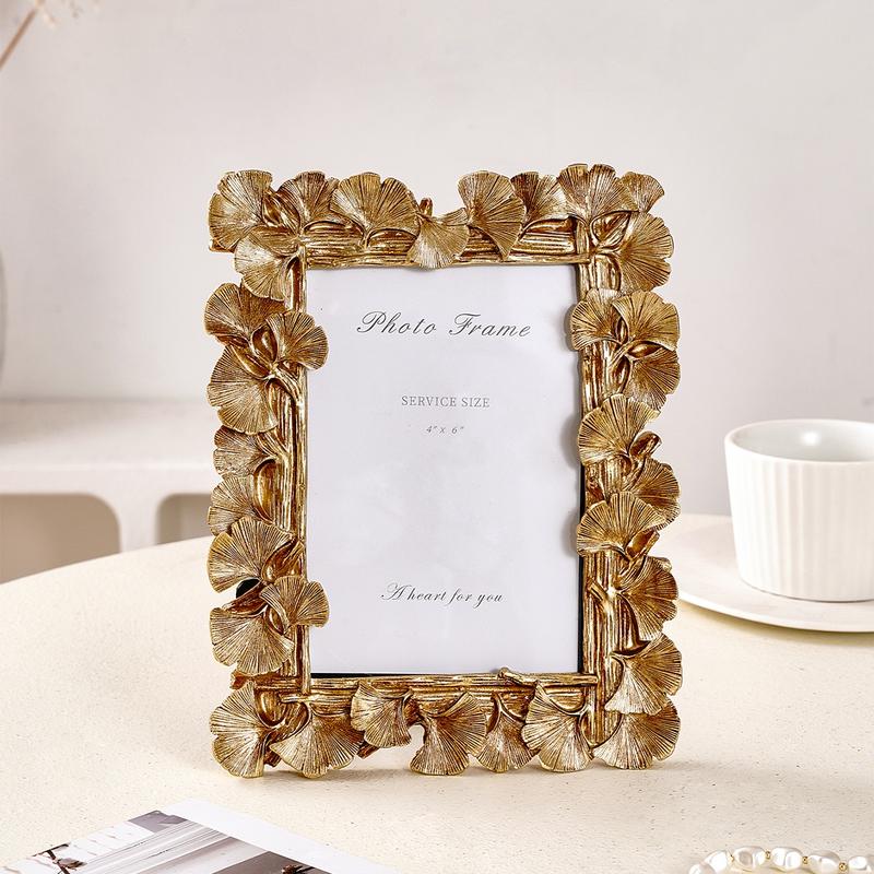 Elegant European Vintage Maple Leaf Frame, Versatile Horizontal & Vertical Use, Includes Random Inner Paper, Perfect Home Decor, Gold Plated Frame