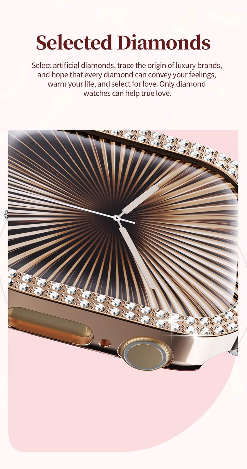 2026 Fashion Diamonds Smart Watch, Perfect Valentine's Day Gift for Men Women, Touch Screen Fitness Watch with DIY Dial, Answer/Make Call/Message, 100+ Sport Modes, Activity Tracker for iPhone Android, Royal Gold