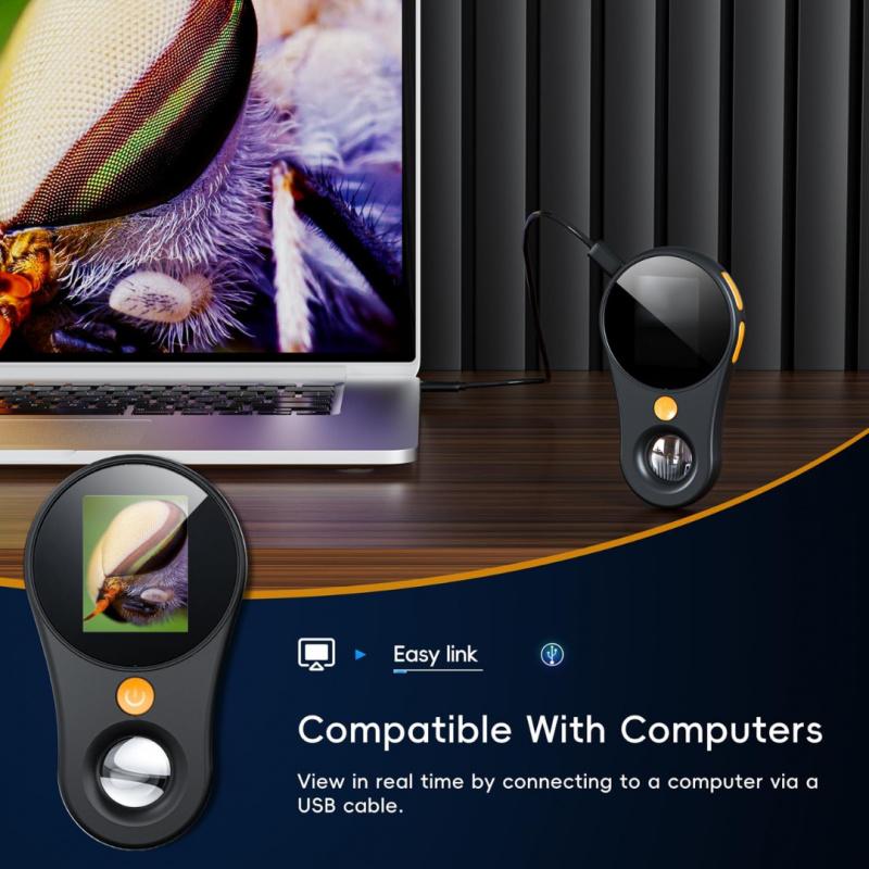 2-inch IPS screen 500x mini macro handheld digital microscope, fixed focal length, with 500x magnification, compatible with PC, portable pocket microscope, fun gift for students, LCD Digital Microscope