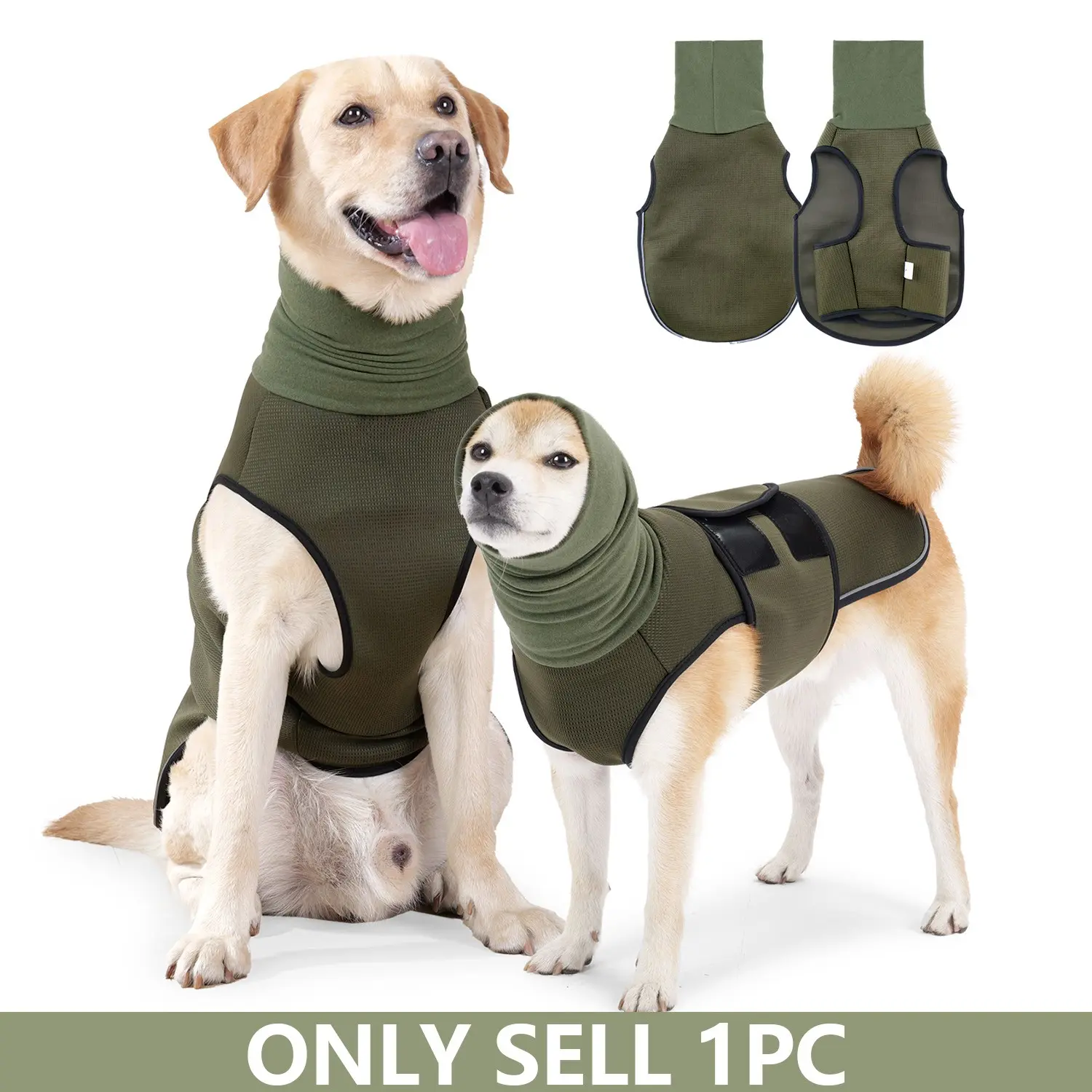 Dog Anxiety Vest, Reflective Dog Calming Jacket with Hat, Adjustable Breathable Dog Anxiety Shirt for Rainstorms, Fireworks, Vet Checks