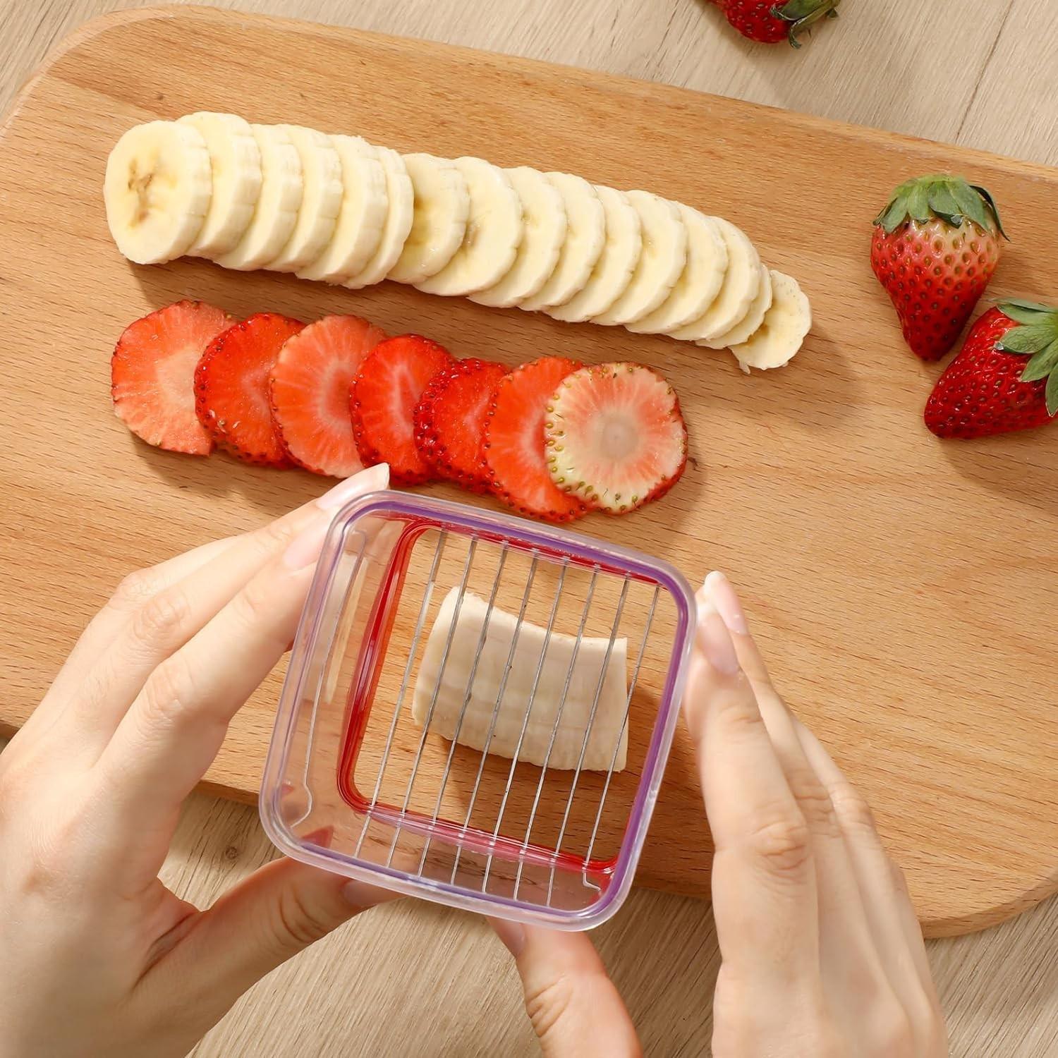 Multifunctional Fruit & Vegetable Slicer, Vegetable Cutting Slicer, Portable Cup Slicer, Egg Cutter with Stainless Steel Blade, Household Kitchenware, Kitchen Gadget, Strawberry Slicer