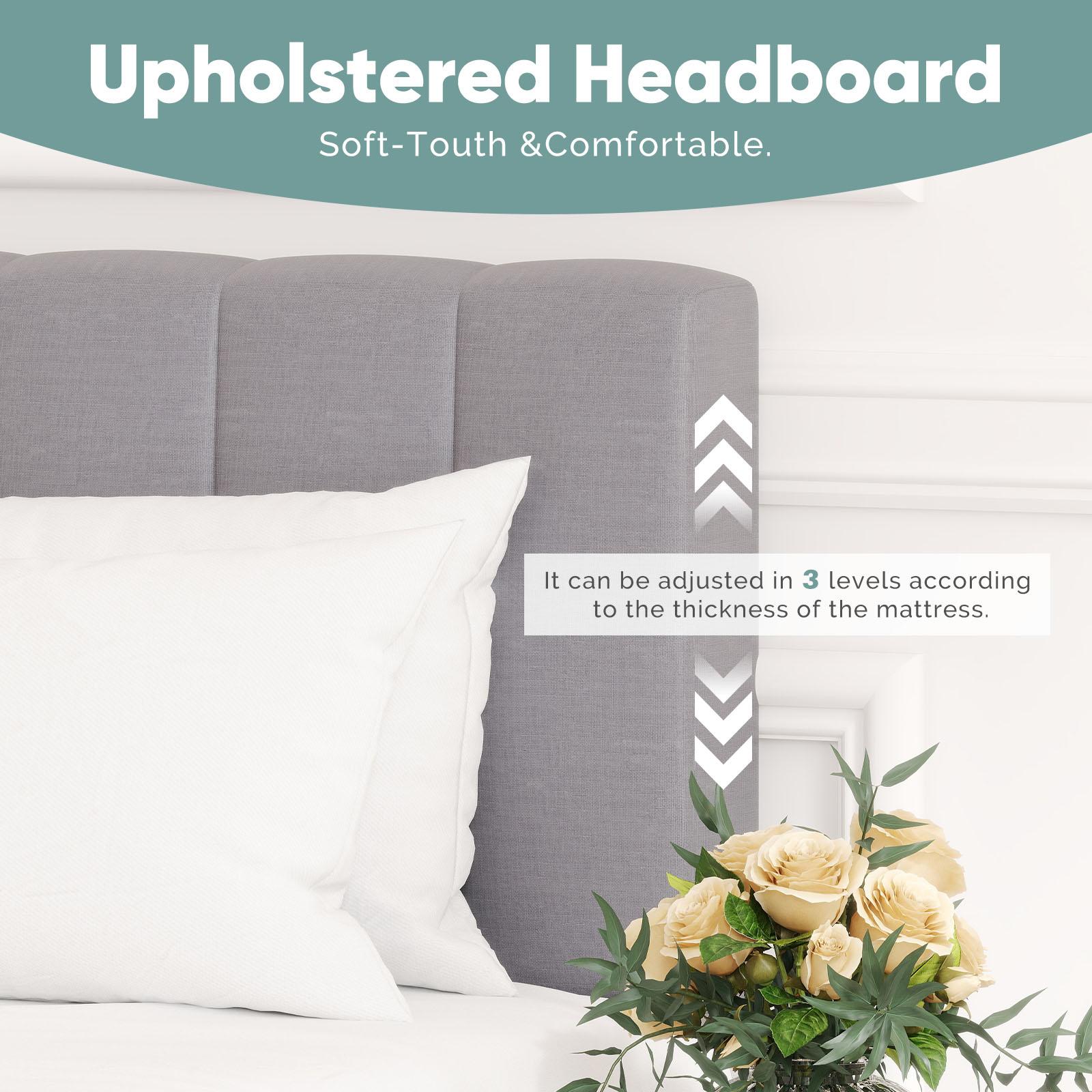 Twin/Full/Queen/King Size Fabric Upholstered Sturdy Wood Slats No Box Spring Needed Modern Design with Upholstery Platform Bed Twin/Full/Queen/King Size Fabric Upholstered Sturdy Wood Slats No Box Spring Needed Modern Design with Upholstery Platform Bed