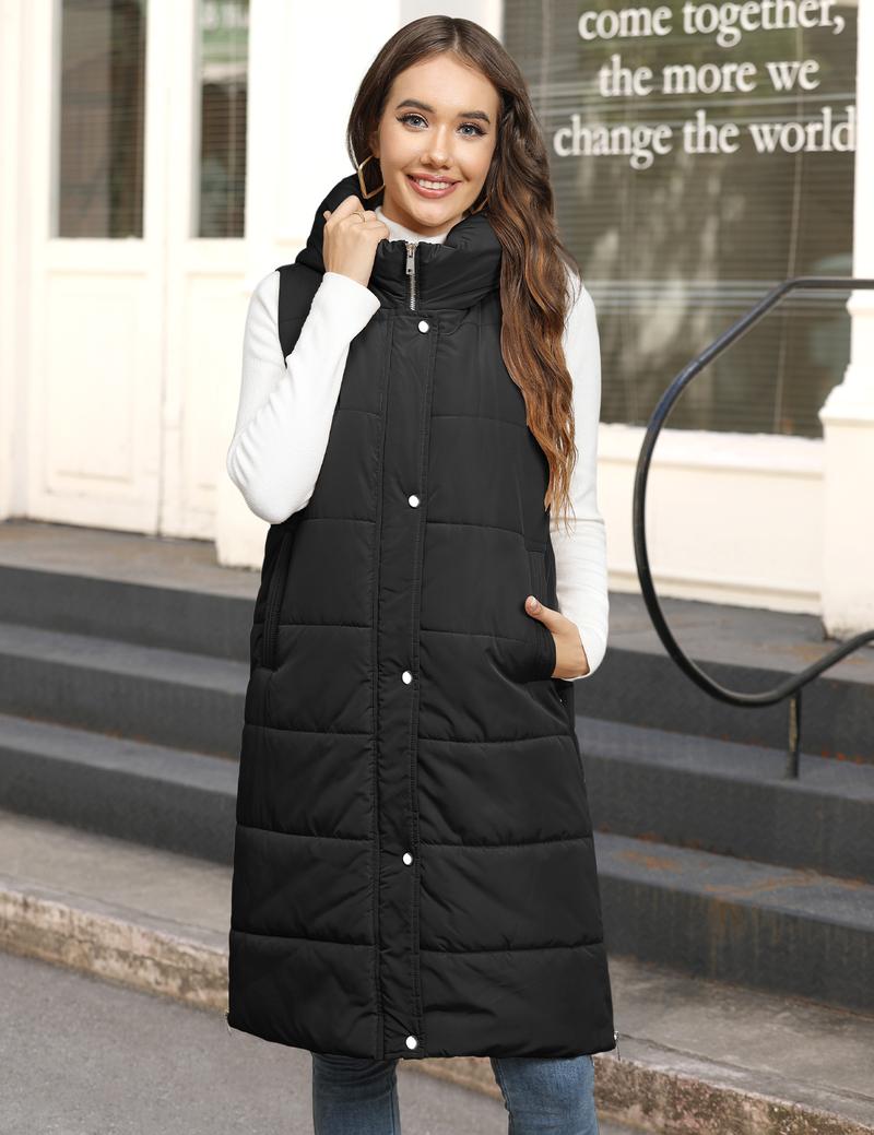UMIPUBO Sales Womens Puffer Vest Winter Hooded Sleeveless Zip Up Long Puffy Jacket Warm Thick Quilted Coats with Pockets