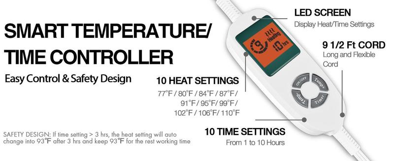 Heated Weighted Blanket 10 lbs, Heavy Electric Throw Blanket with Premium Glass Beads, Twin Size, Cozy Soft Flannel, 10 Heating Settings, Perfect Present for Winter, Women, Mother's day Christmas, New Year Gift