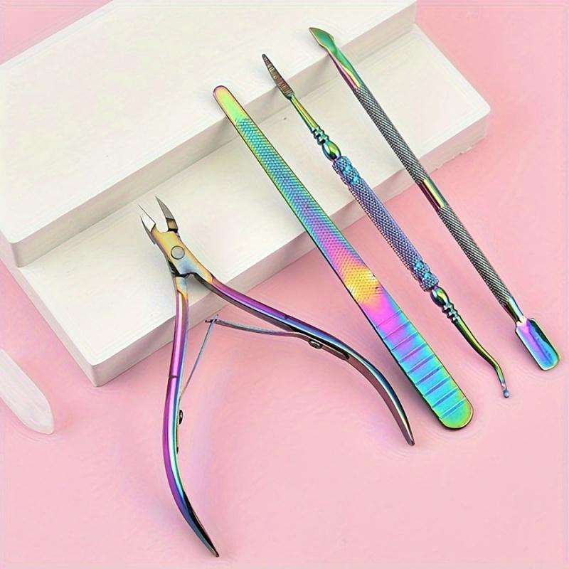 Professional Nail Care Kit 4pcs, Stainless Steel Clipper & Cuticle Remover, Home Salon Use, Durable Design for Precision Manicure