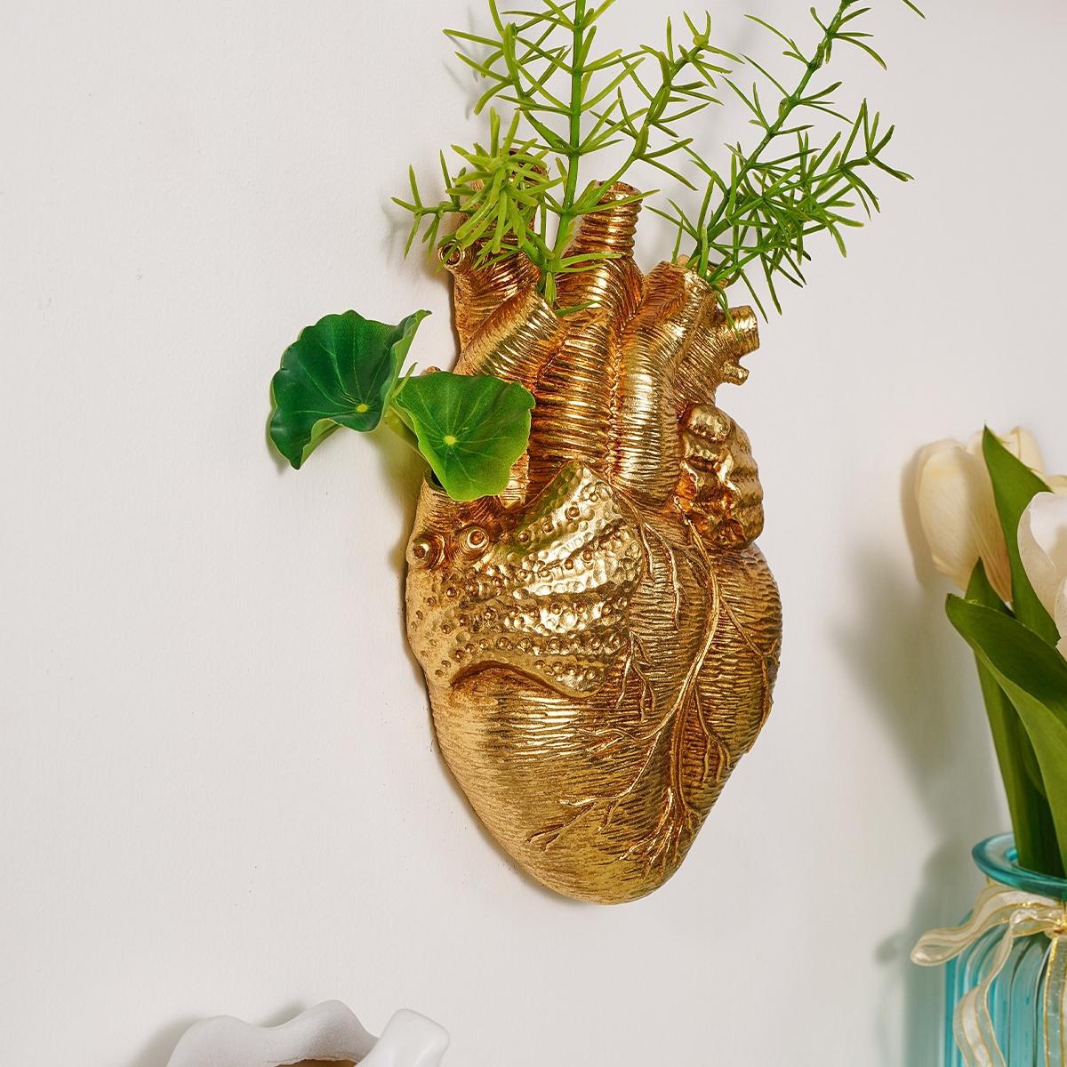 European Resin Heart-Shaped Hydroponic Hanging Decorative Vase, Modern Wall Decoration, Multi-Color Options, Home & Garden Decor