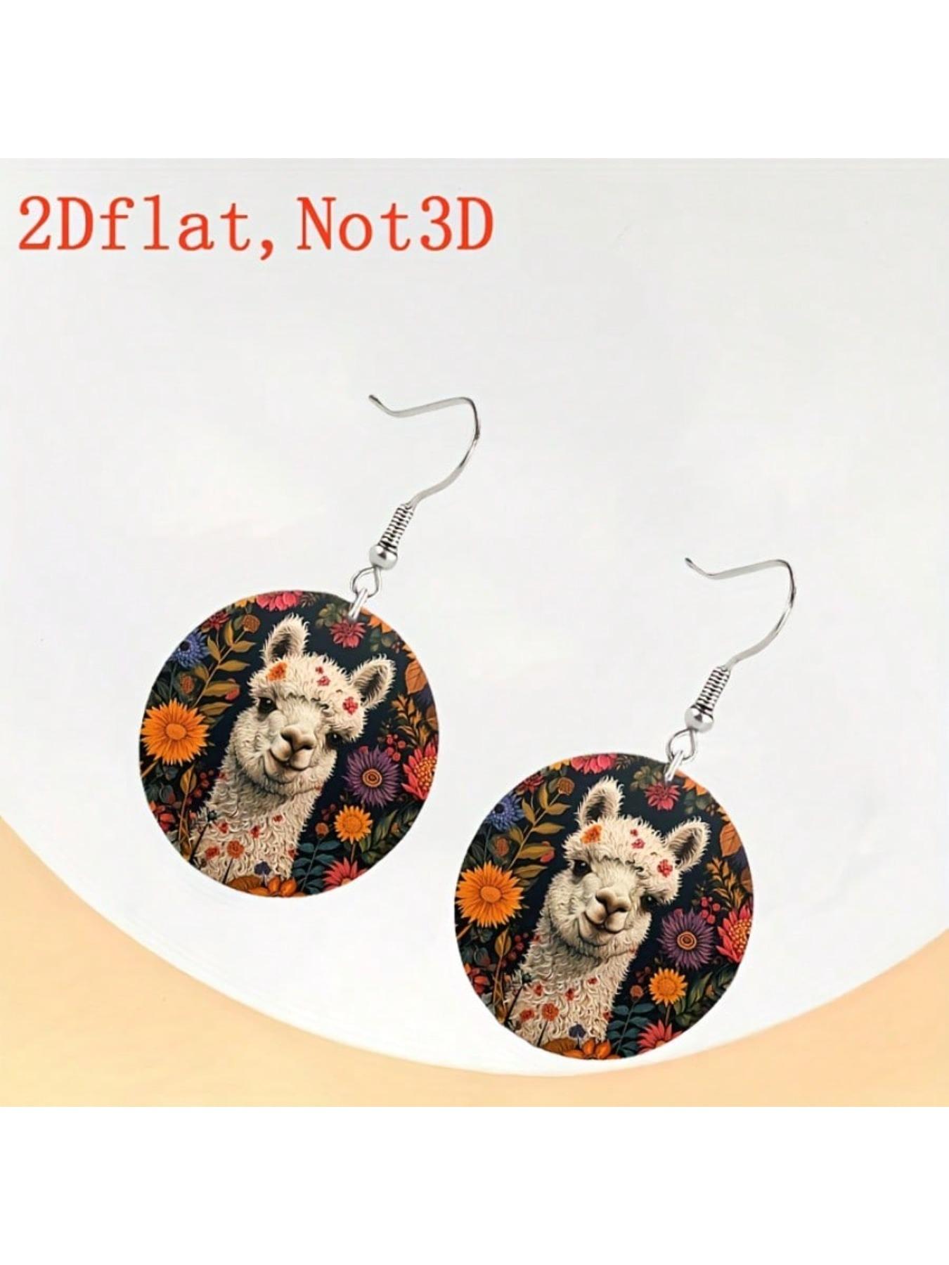 2D Cute Flower Sheep Acrylic Pendant Earrings - Perfect Gift for Daily and Vacation Occasions, Unique Earclip