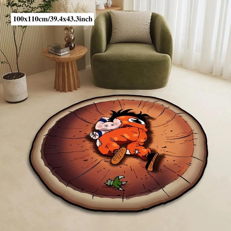 Fashion Anime Character Carpet, Cool Street Style Round Rug, Durable No Fuzz Fabric, Suitable for Living Room Bedroom Closet