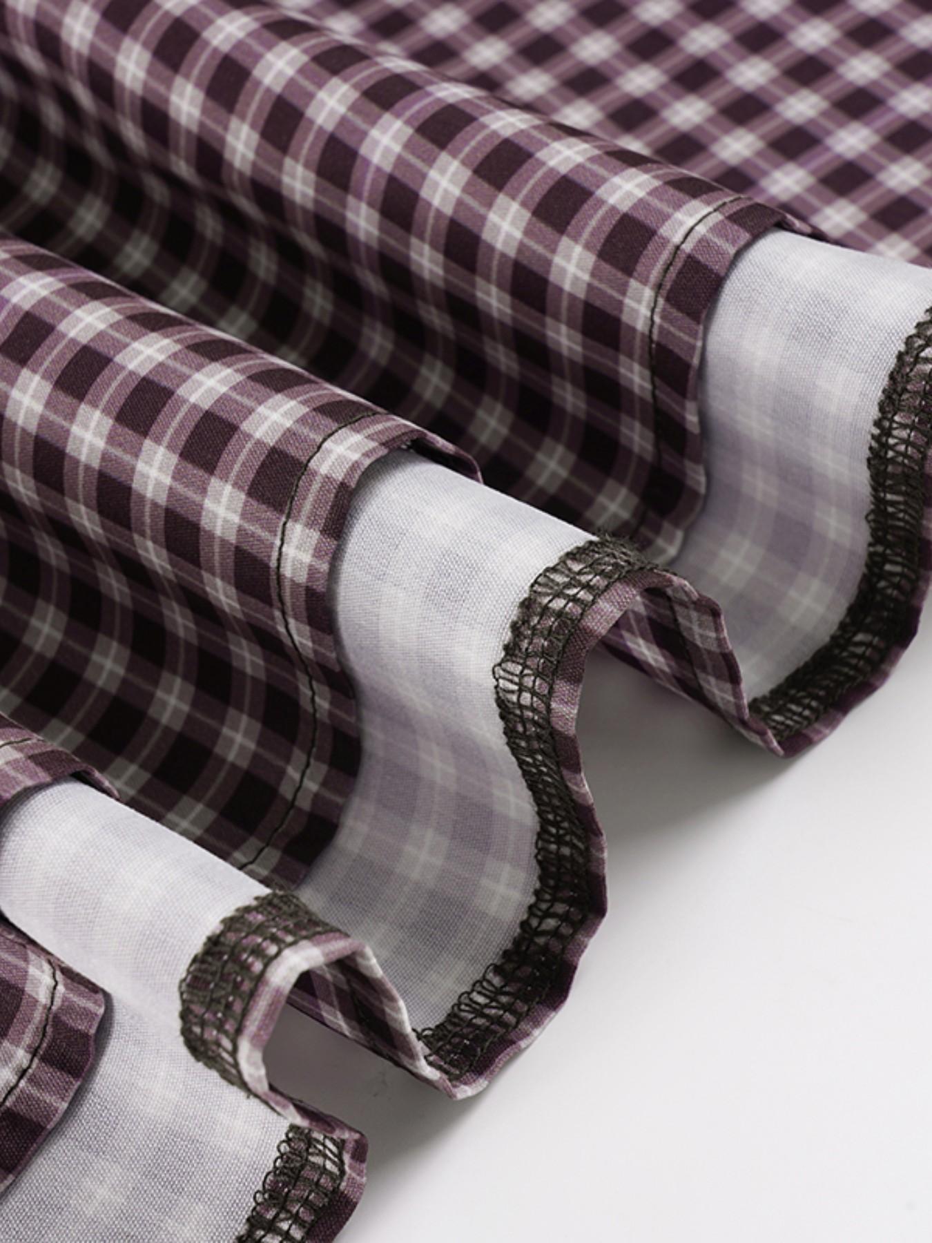 Vintage Academical Style Classic Gingham Loose High Waist A-Line Skirt for Women, Clothes, Casual Midi Skirt, All Seasons, Loose-Fitting