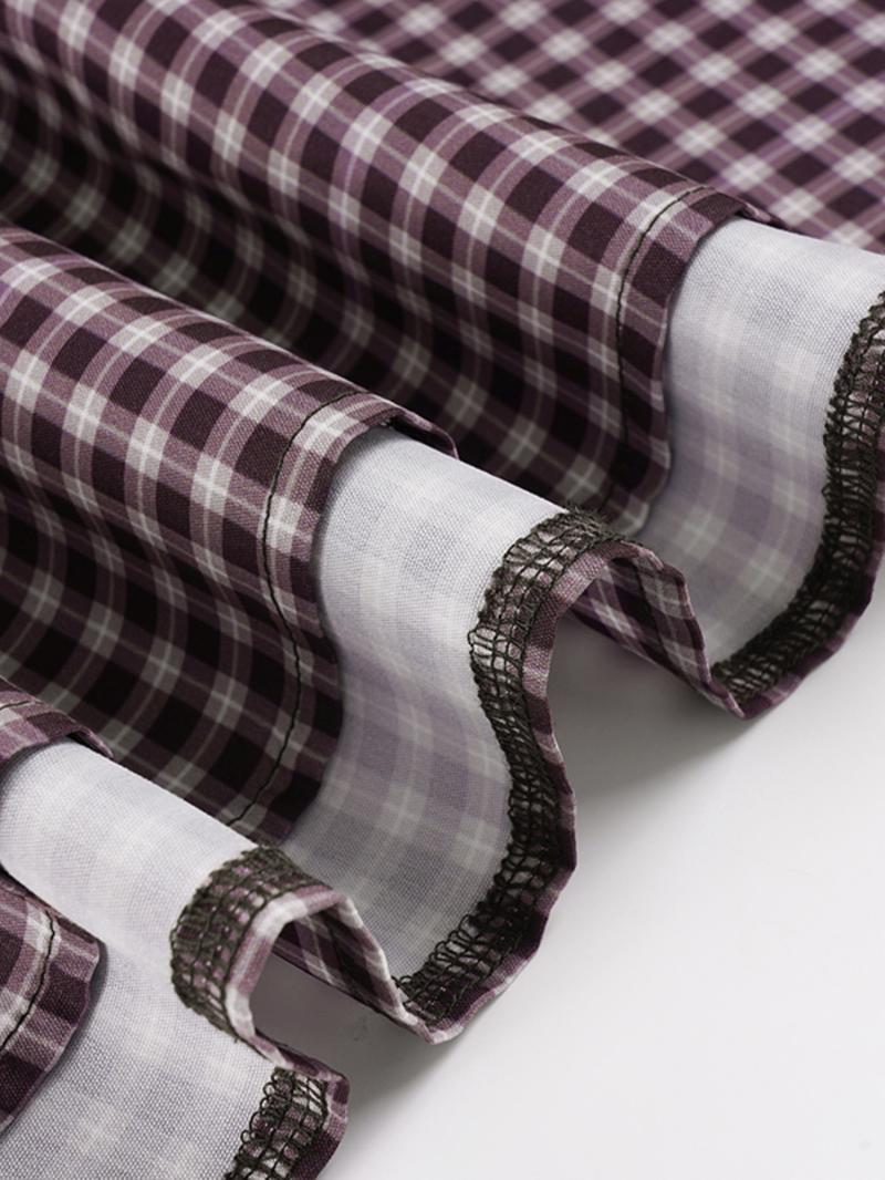 Vintage Academical Style Classic Gingham Loose High Waist A-Line Skirt for Women, Casual Midi Skirt, All Seasons, Loose-Fitting