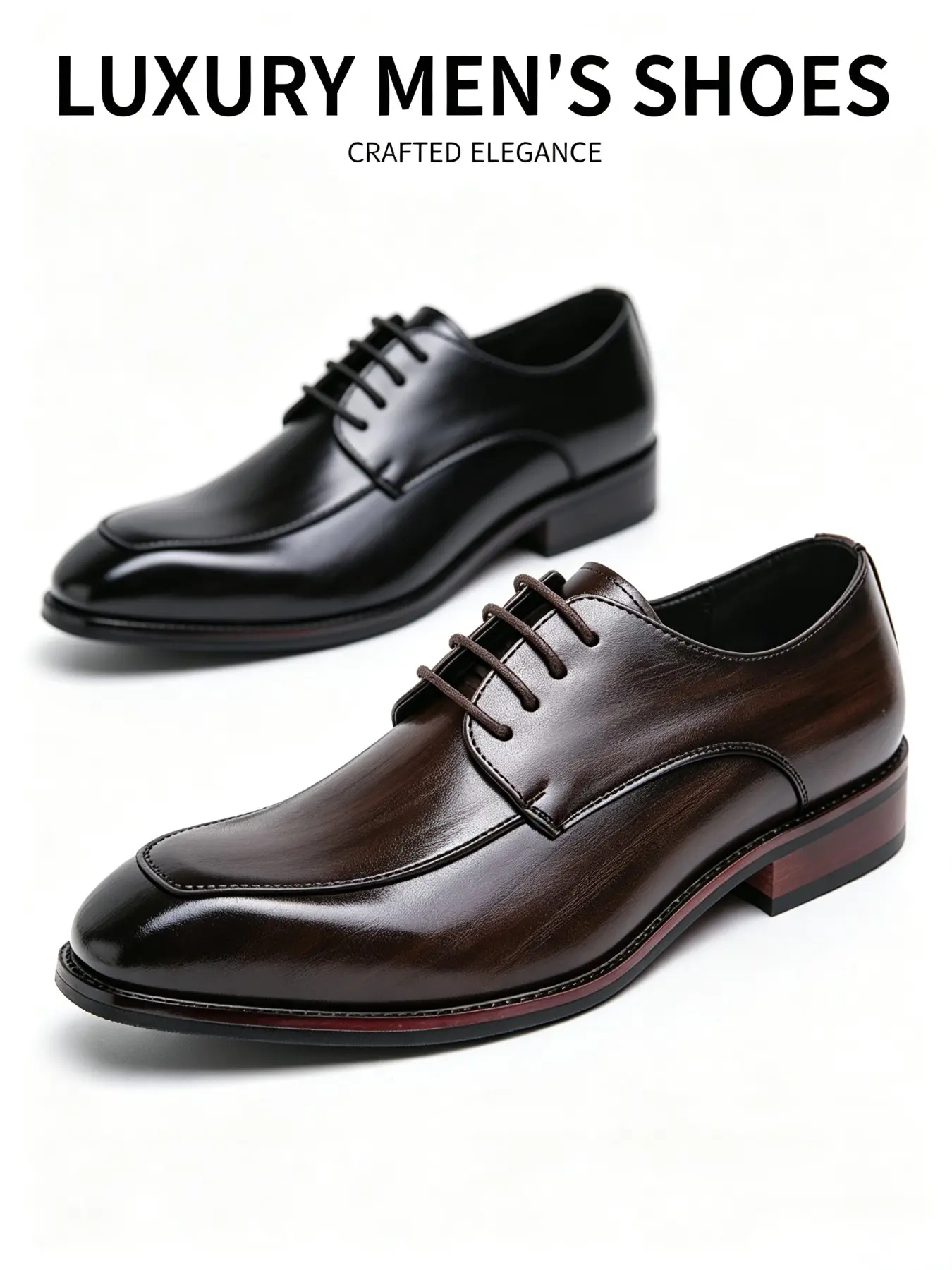 Men's Oxford Shoes, Plain Pattern, Medium Width, Rubber Sole, All Seasons, Business Casual, Wedding Party, European Style, Two Colors Available, Pu Leather Shoes