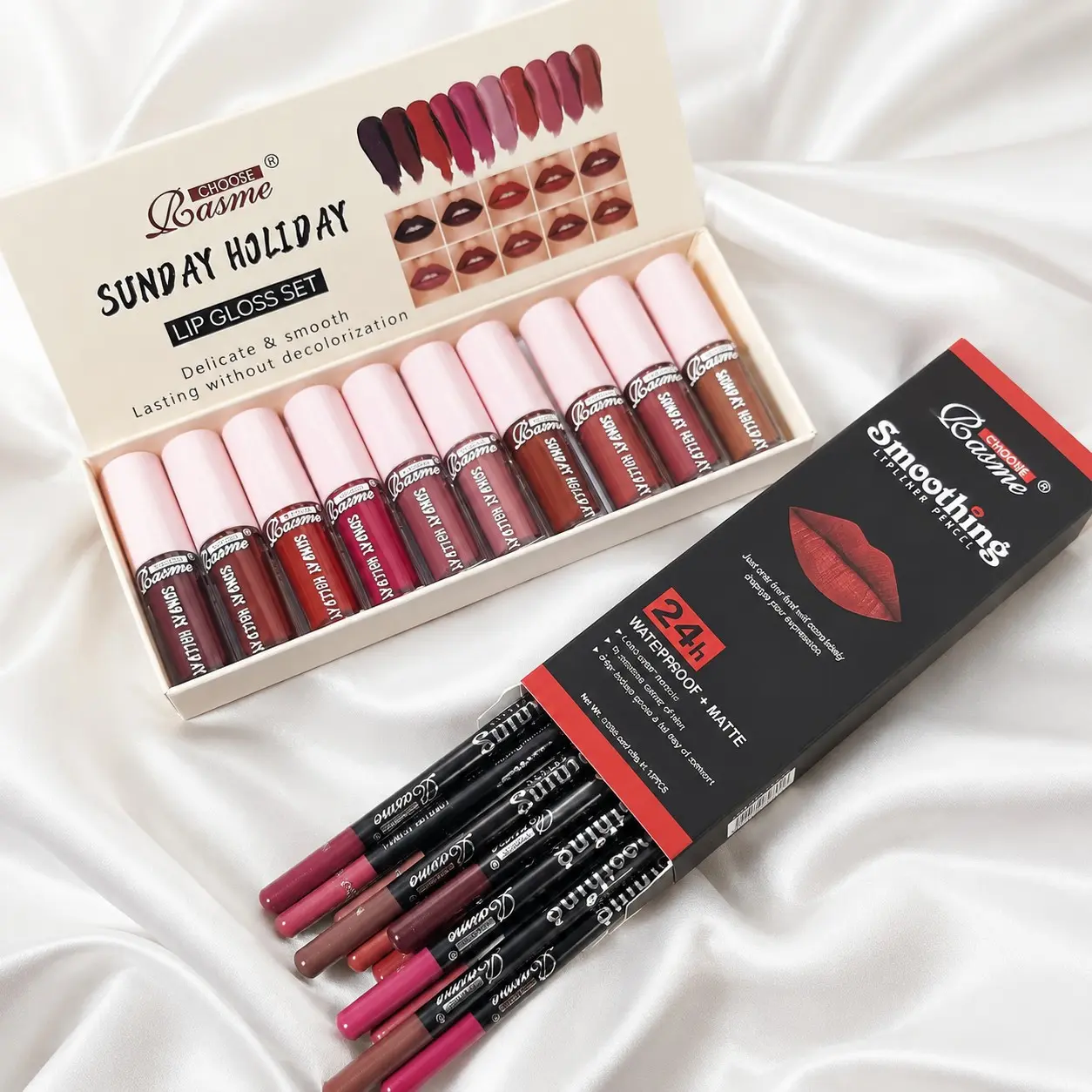 Matte Lip Gloss & Matte Lip Liner Set, 10 pcs Long Lasting Lipstick &12 pcs Lip Liner Set, Suitable for All Occasions Lip Makeup, Lip Kit